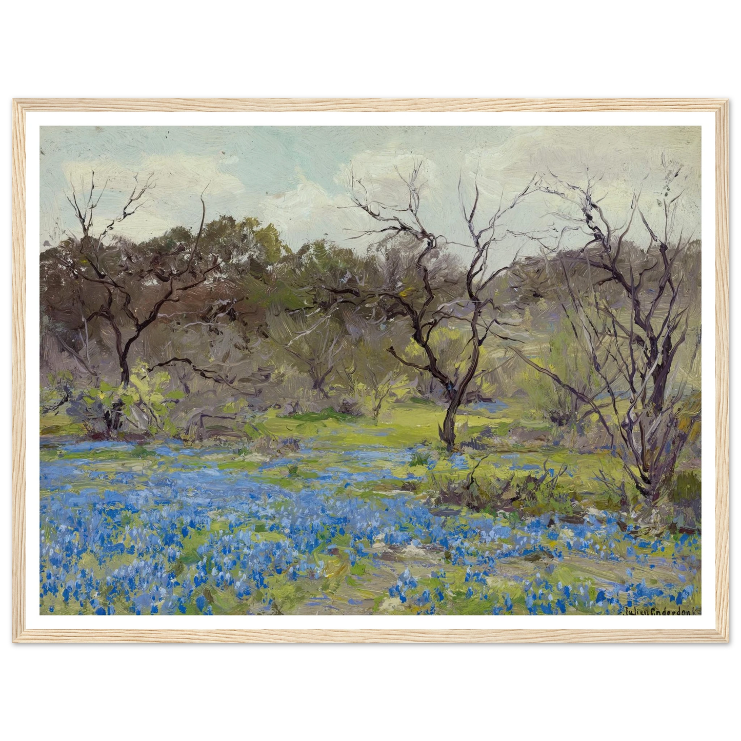 Early Spring—Bluebonnets and Mesquite (1919) Art Print | Julian Onderdonk-Quipham Collections