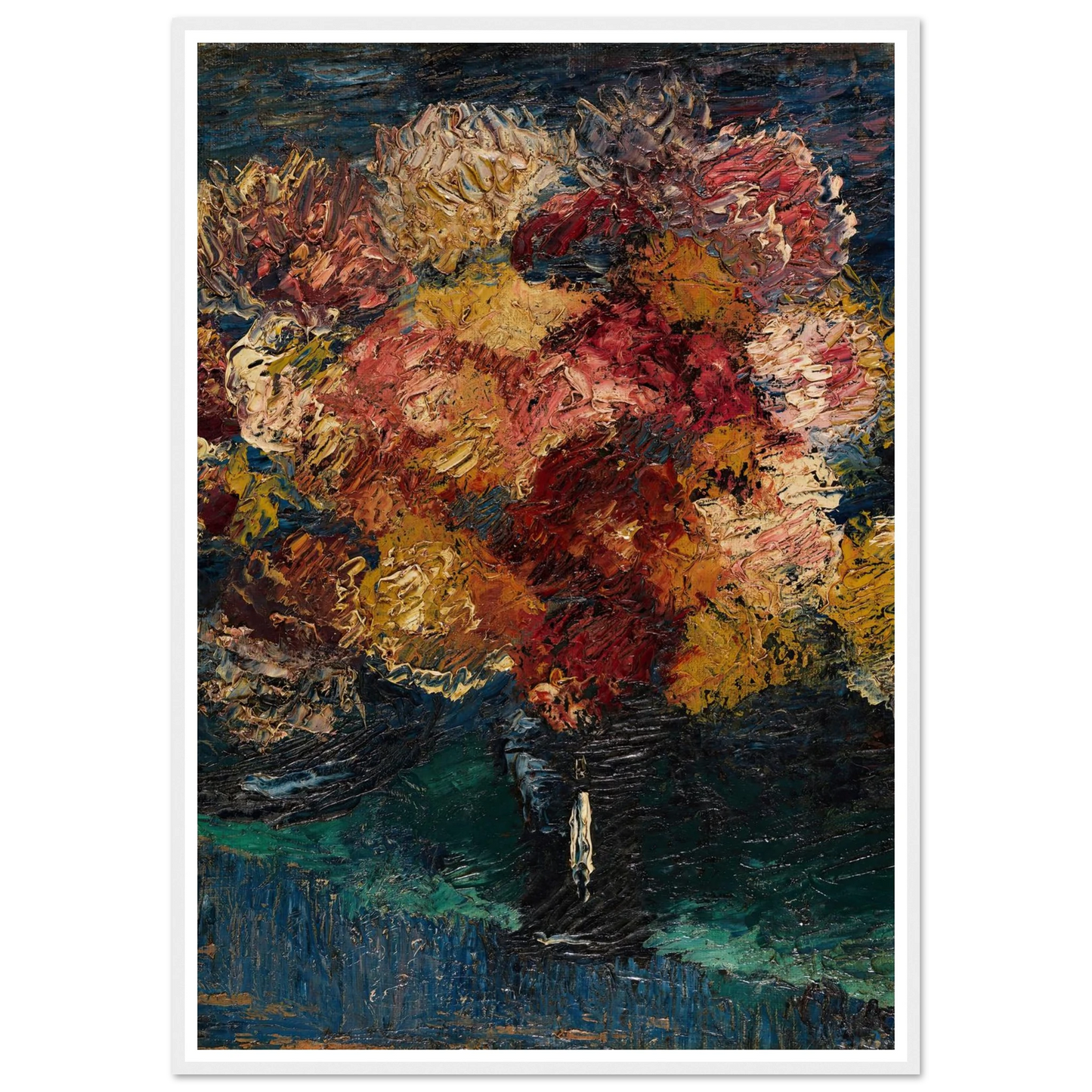 Chrysanthemen und Astern in blauer Vase (1910) Art Print | Christian Rohlfs-Quipham Collections