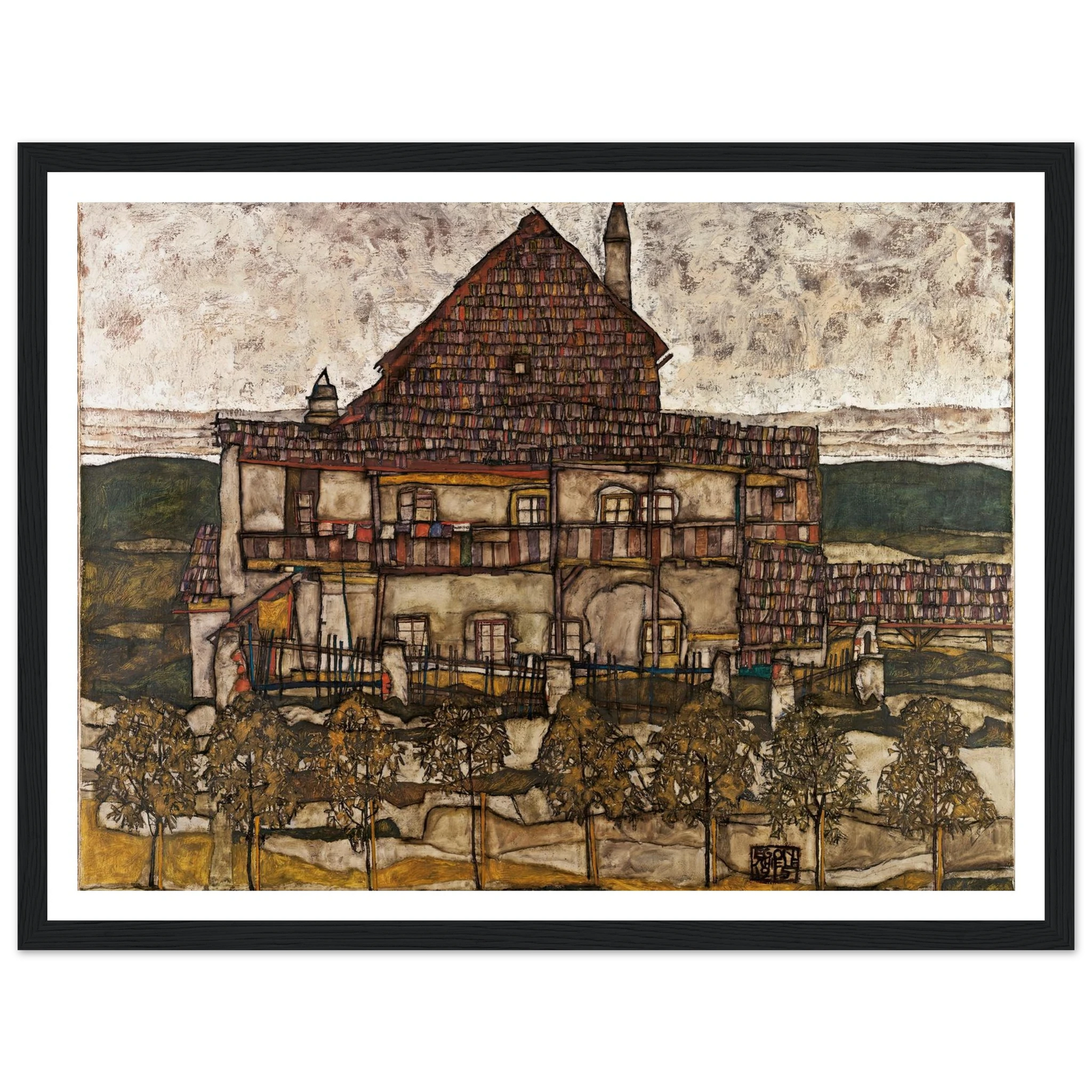 House with Shingle Roof (Old House II) (1915) Art Print | Egon Schiele-Quipham Collections
