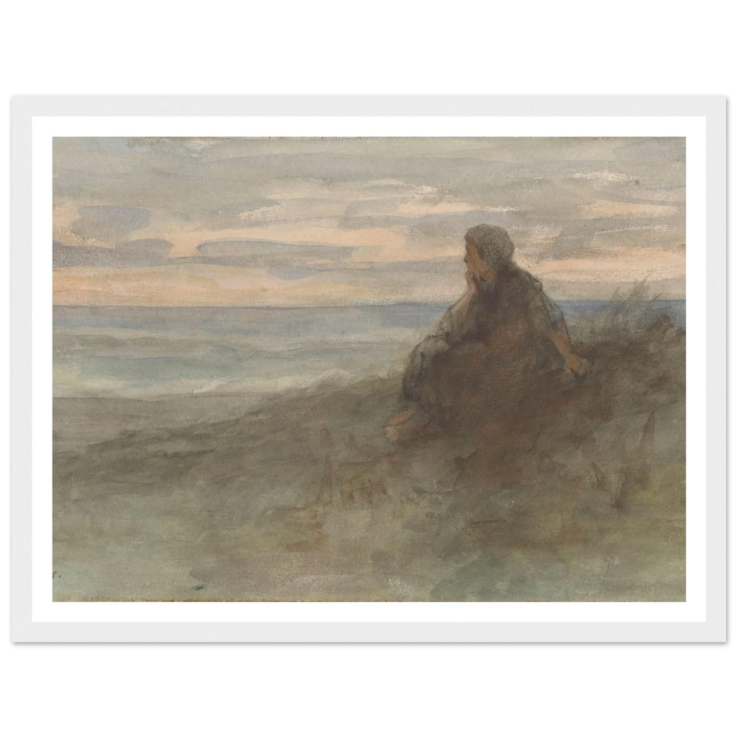 Zittende vrouw op een duin bij zee (c. 1834 - c. 1911) Art Print | Jozef Israels-Quipham Collections