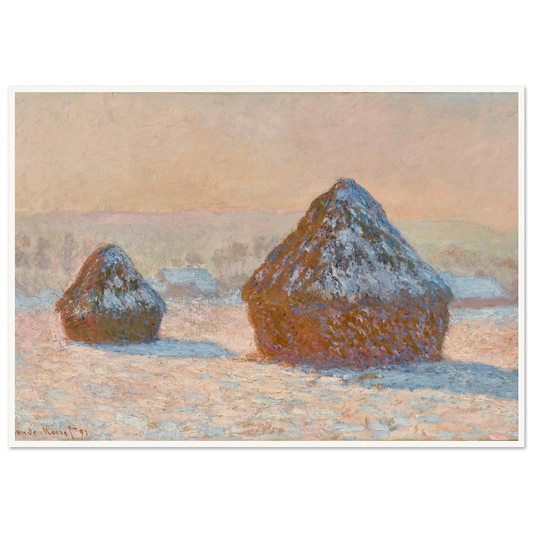 Wheatstacks, Snow Effect, Morning (1891) Art Print | Claude Monet-Quipham Collections