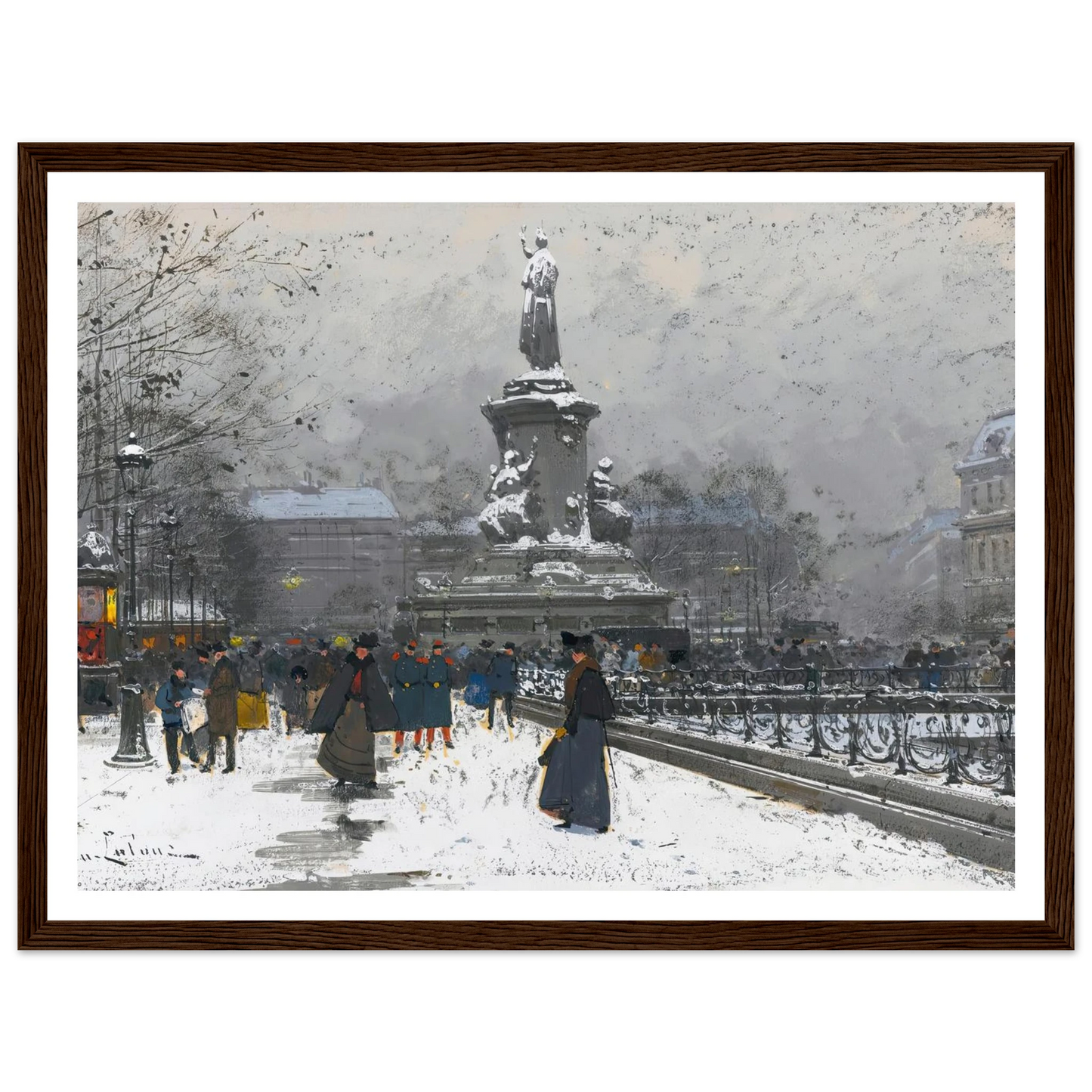 La Place De La République (Neige) Art Print | Eugene Galien Laloue-Quipham Collections
