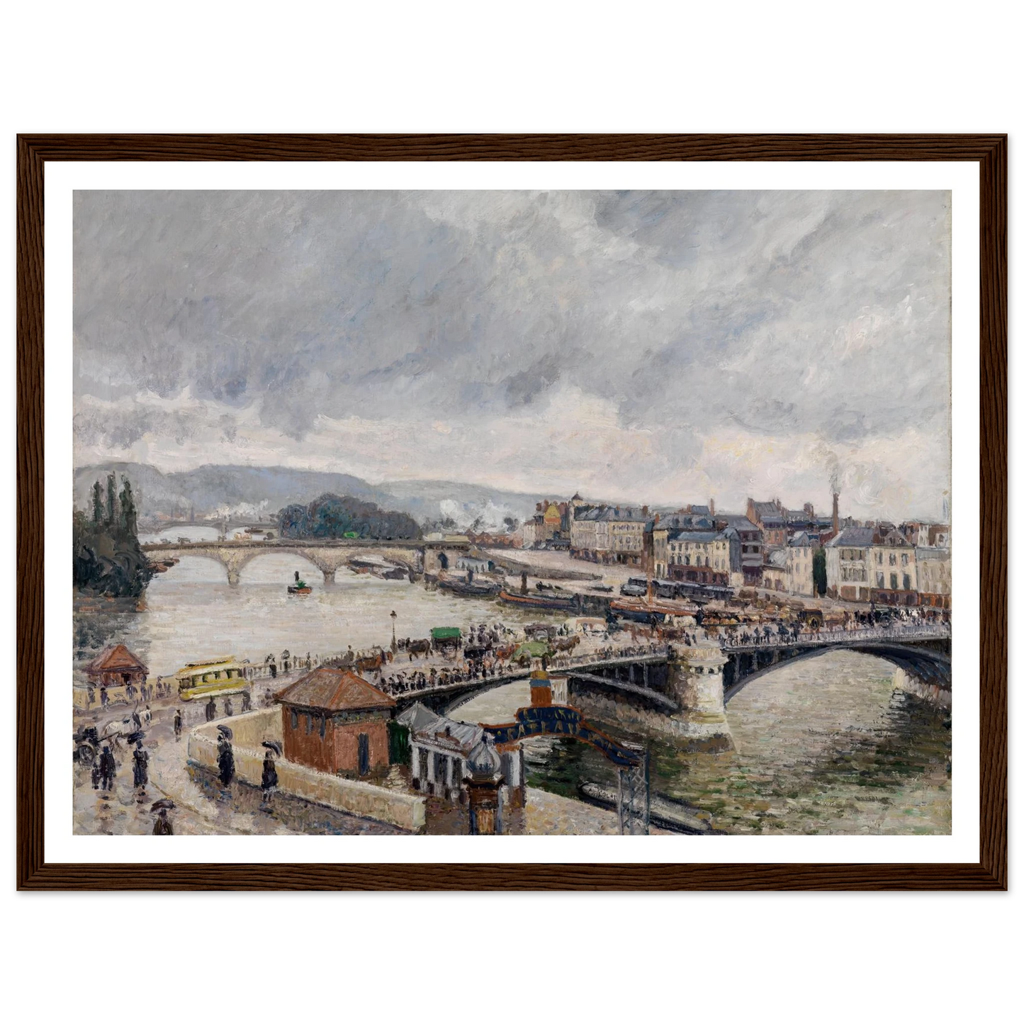 Blick auf die Grosse Brücke zu Rouen bei Regenstimmung (1896) Art Print | Camille Pissarro-Quipham Collections
