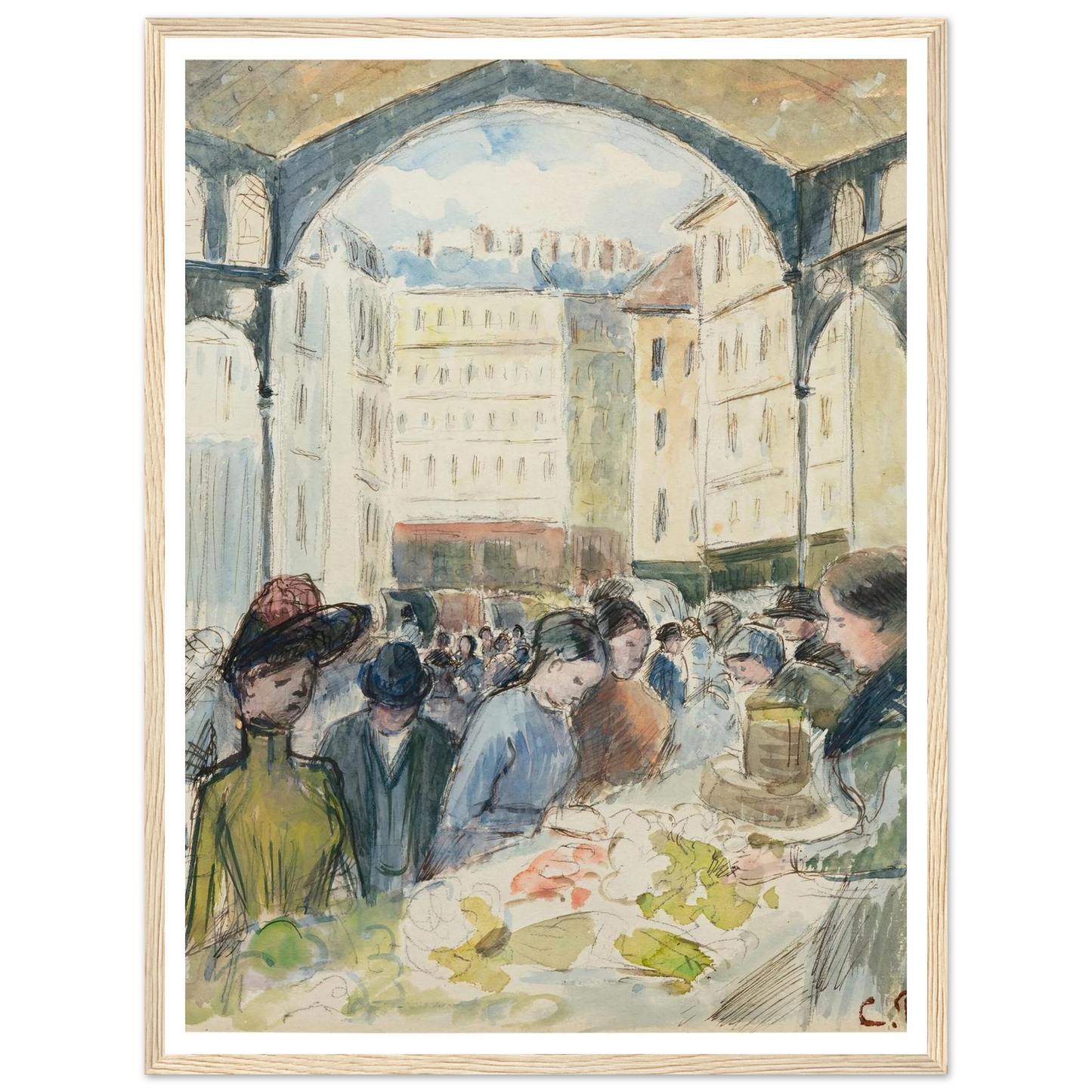 Les Halles centrales; le marché aux légumes Art Print | Camille Pissarro-Quipham Collections