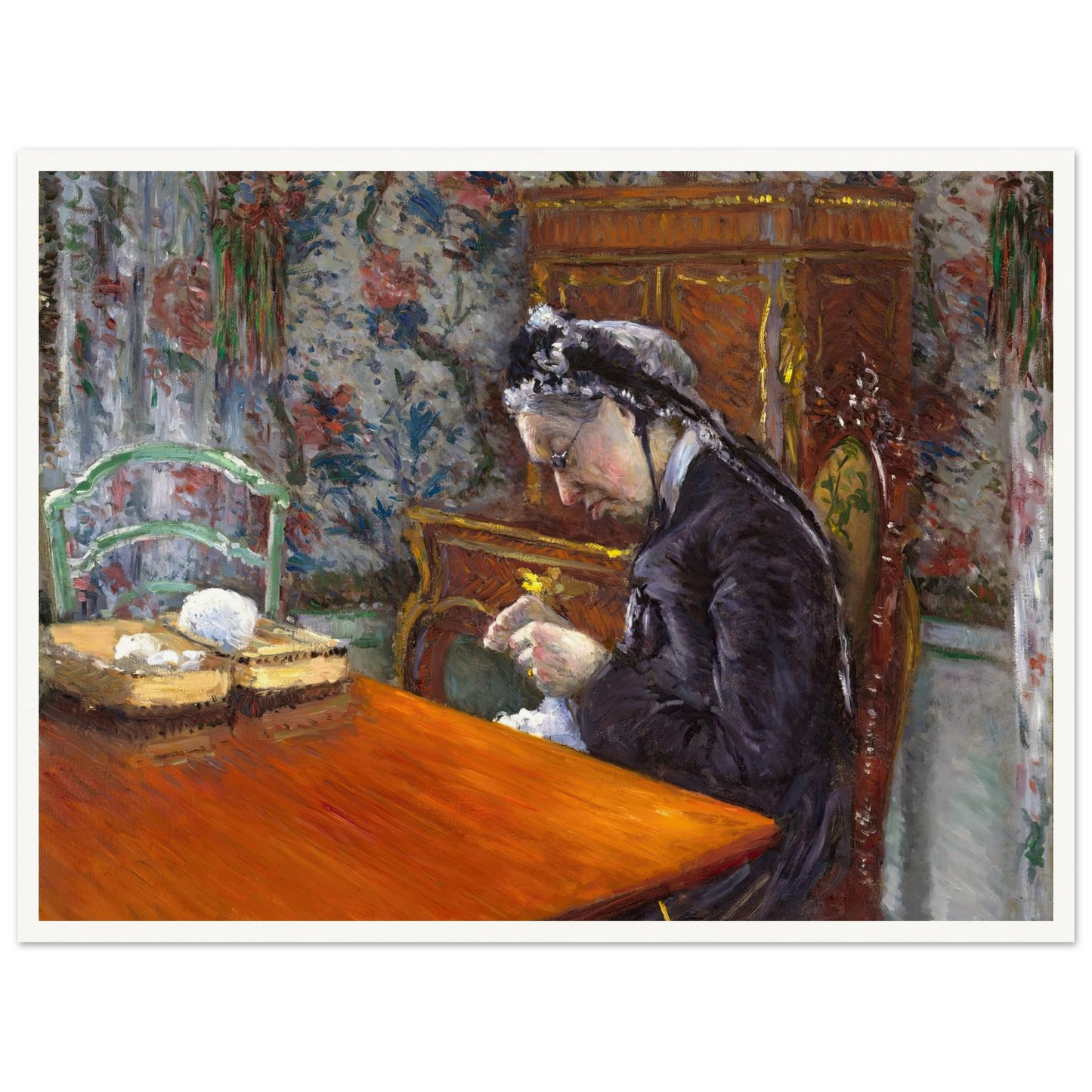 Mademoiselle Boissière Knitting (1877) Art Print | Gustave Caillebotte-Quipham Collections