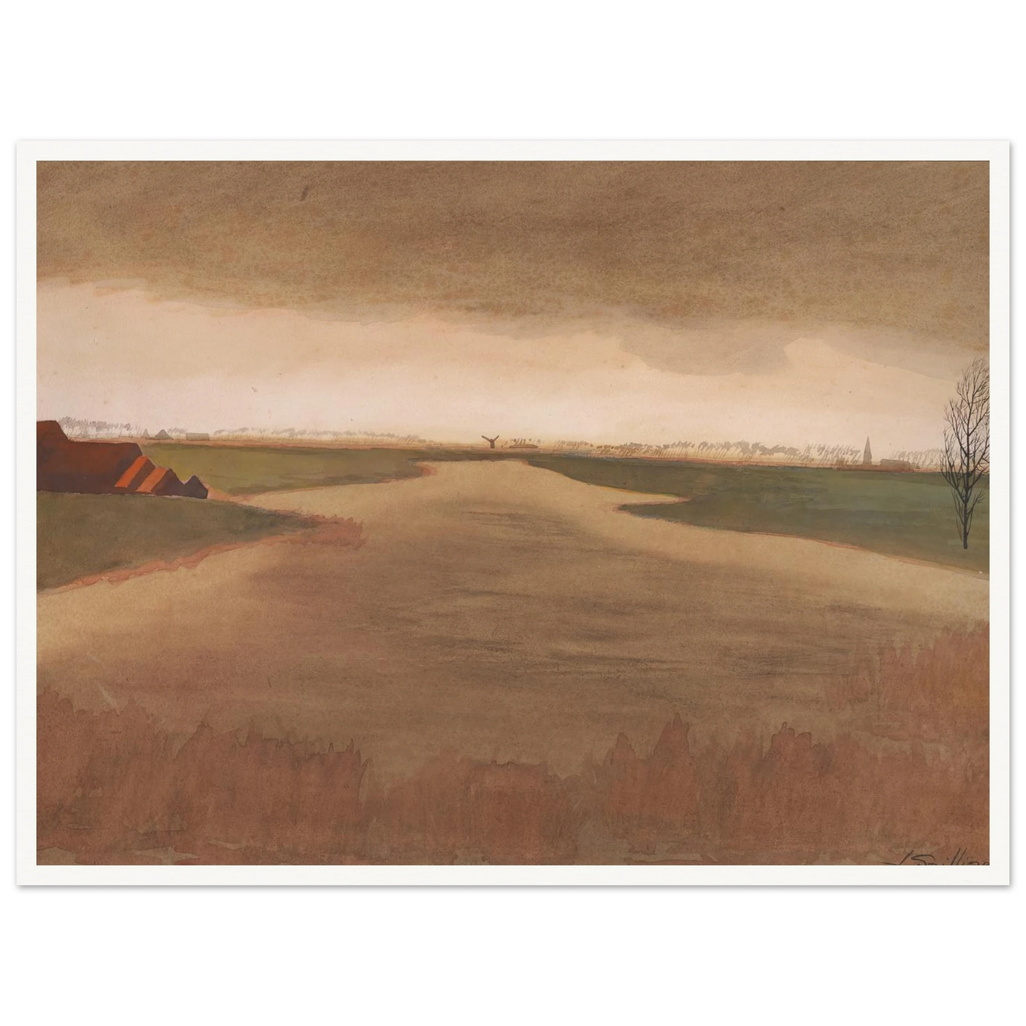 Landschap – Keignaertkreek te Zandvoorde (1931) Art Print | Leon Spilliaert-Quipham Collections
