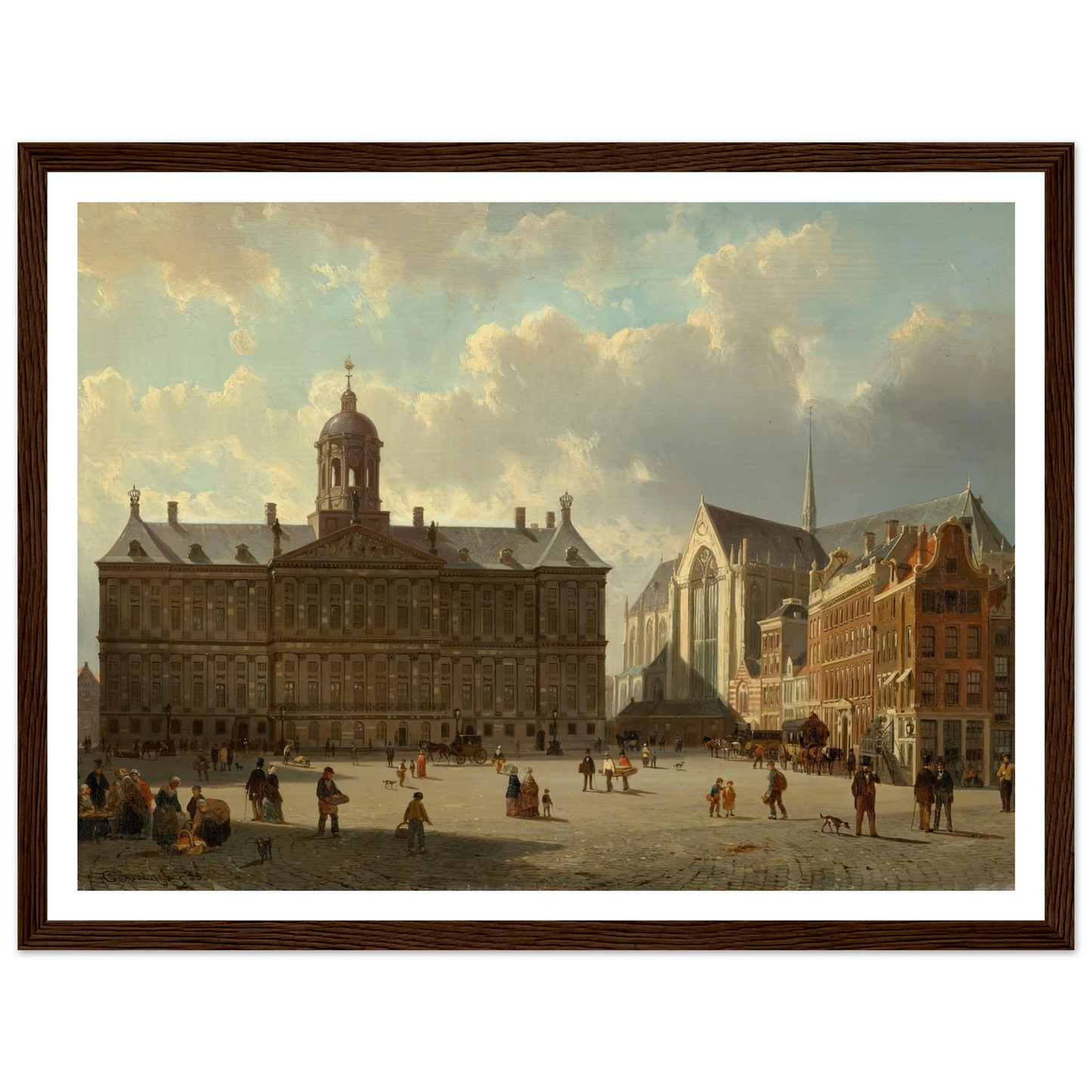 The Royal Palace and the Nieuwe Kerk on the Dam, Amsterdam (1855) Art Print | Cornelis Springer-Quipham Collections