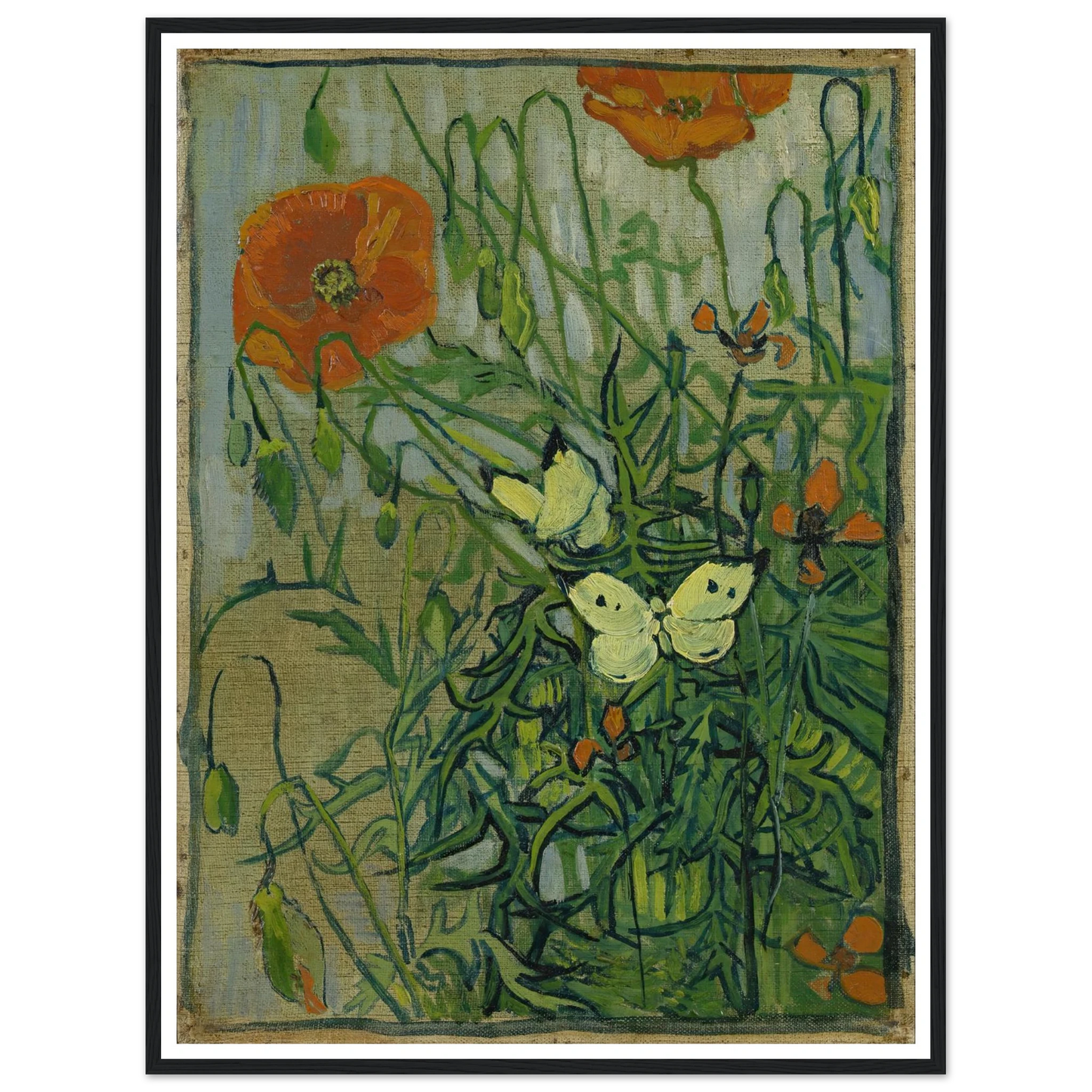 Butterflies and poppies (1890) Art Print | Vincent van Gogh-Quipham Collections