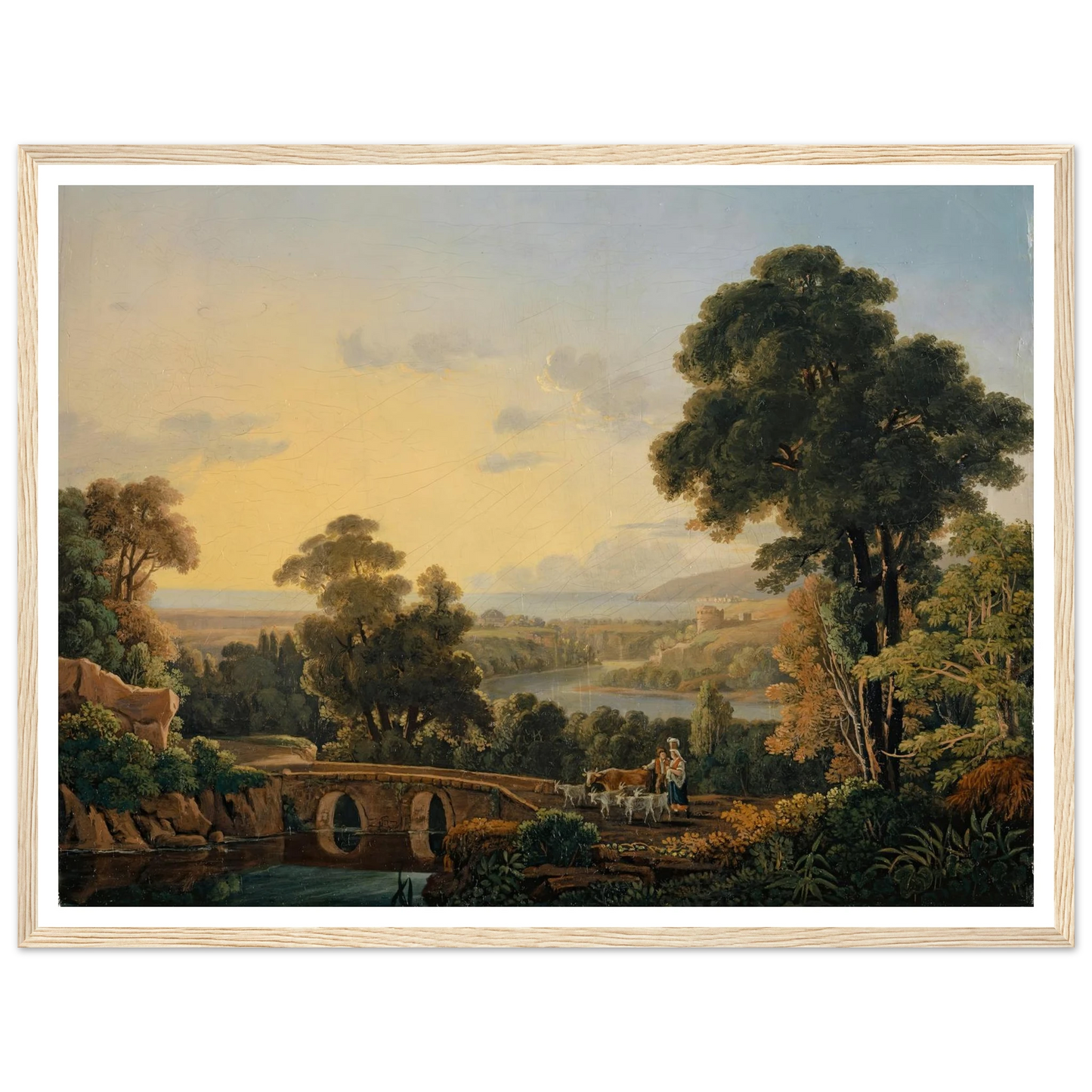 Hilly Landscape with River and Bridge Art Print | Peter Birmann-Quipham Collections