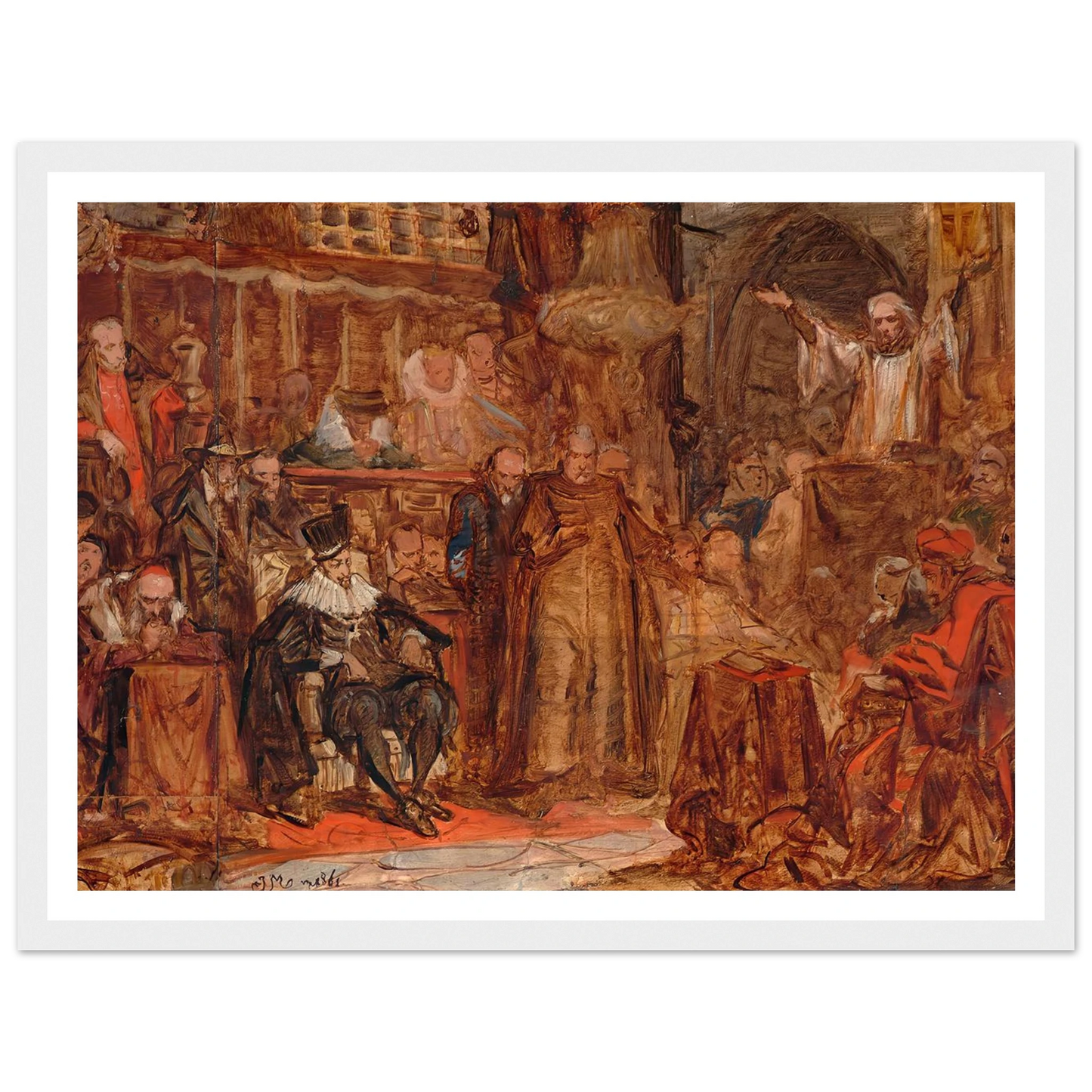 Sketch for “Skarga’s Sermon” (1861) Art Print | Jan Matejko-Quipham Collections