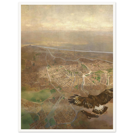 Blick auf Wien aus der Ballonhöhe von 3000m über der Schönbrunner Gloriette (1898) Art Print | Carl Moll-Quipham Collections