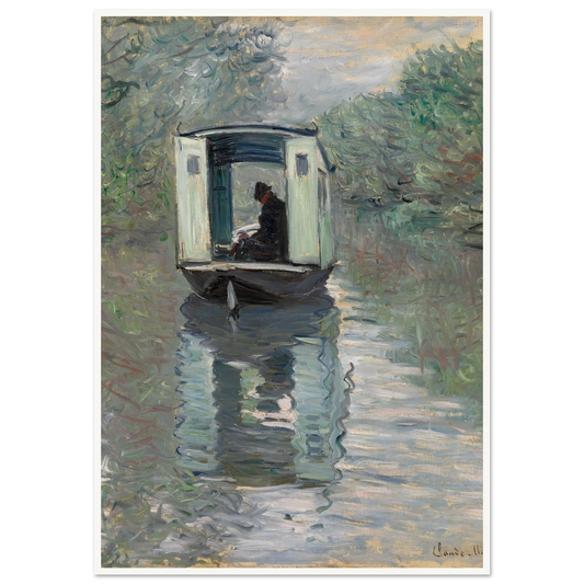 The Studio Boat (Le Bateau-atelier) (1876) Art Print | Claude Monet-Quipham Collections