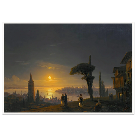 The Galata Tower By Moonlight ( 1845) Art Print | Ivan Konstantinovich Aivazovsky-Quipham Collections