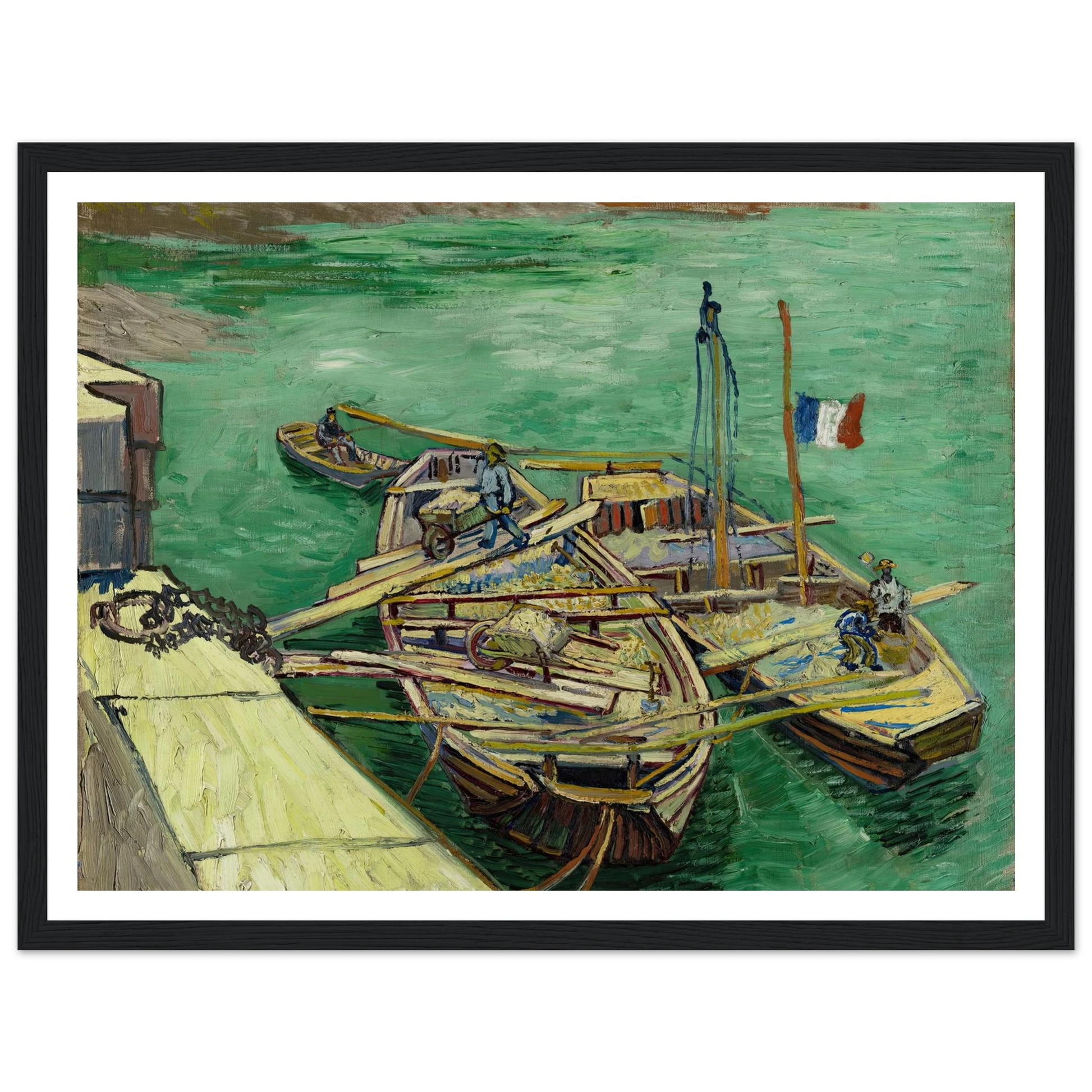 Quay with men unloading sand barges (1888) Art Print | Vincent van Gogh-Quipham Collections