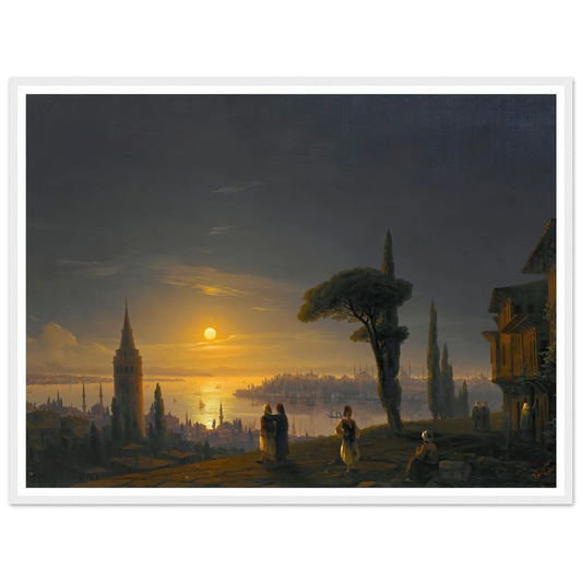 The Galata Tower By Moonlight ( 1845) Art Print | Ivan Konstantinovich Aivazovsky-Quipham Collections