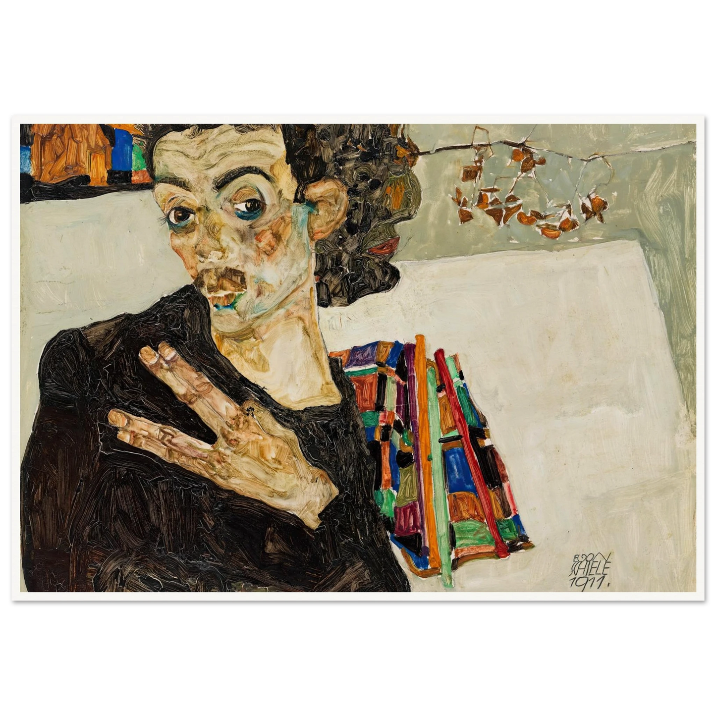 Selbstbildnis (1911) Art Print | Egon Schiele-Quipham Collections