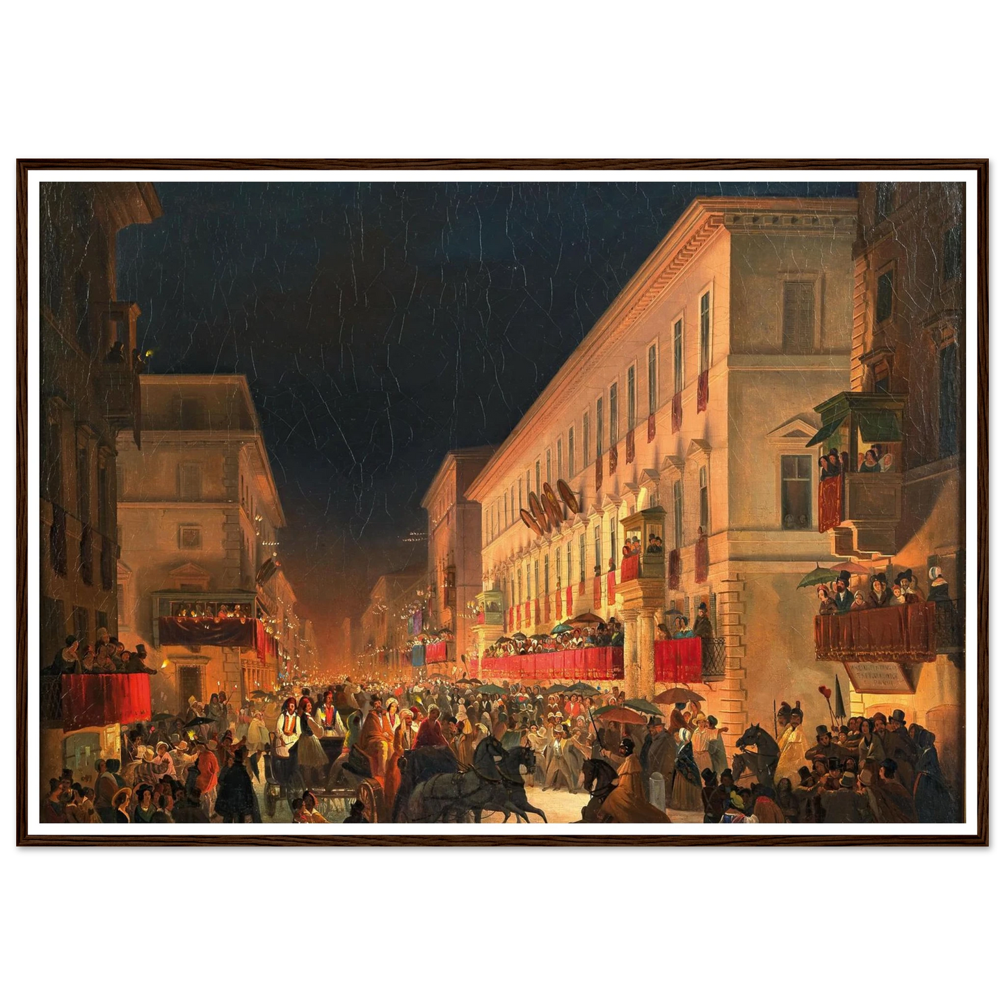 Carnival In Rome, The Feast Of Moccoletti Art Print | Ippolito Caffi-Quipham Collections