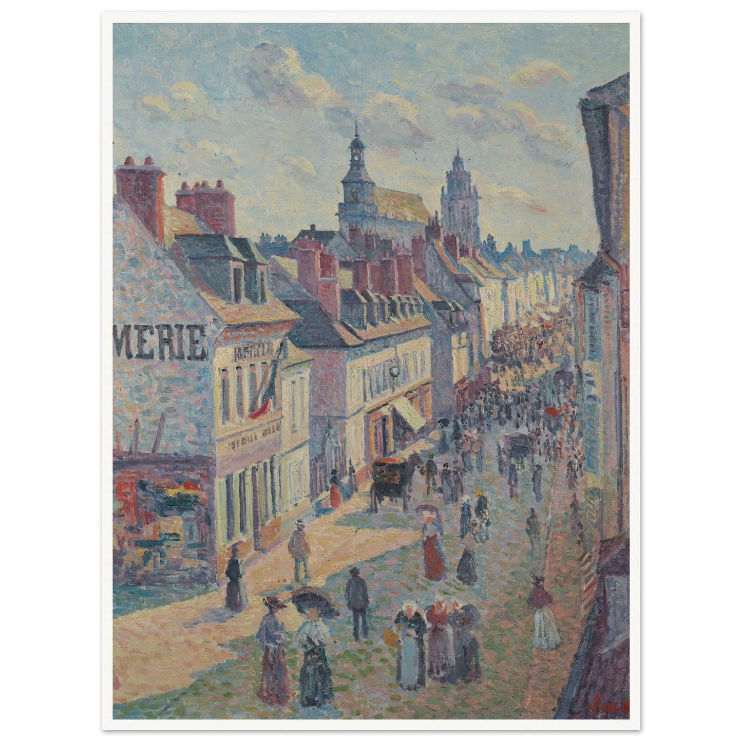 Jour de marché à Gisors (rue Cappeville) (1897) Art Print | Maximilien Luce-Quipham Collections