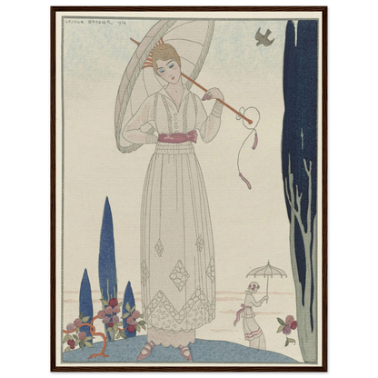 Le cyprès et la rose ; Robe d’été de Doeuillet (1914) Art Print | George Barbier-Quipham Collections