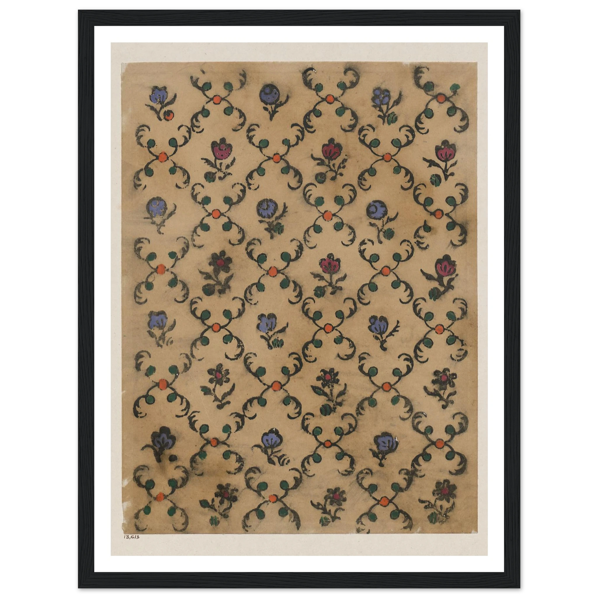 Handkolorierter Holzschnitt (Rautendekor) (1900 - 1913) Art Print | Maria von Uchatius-Quipham Collections