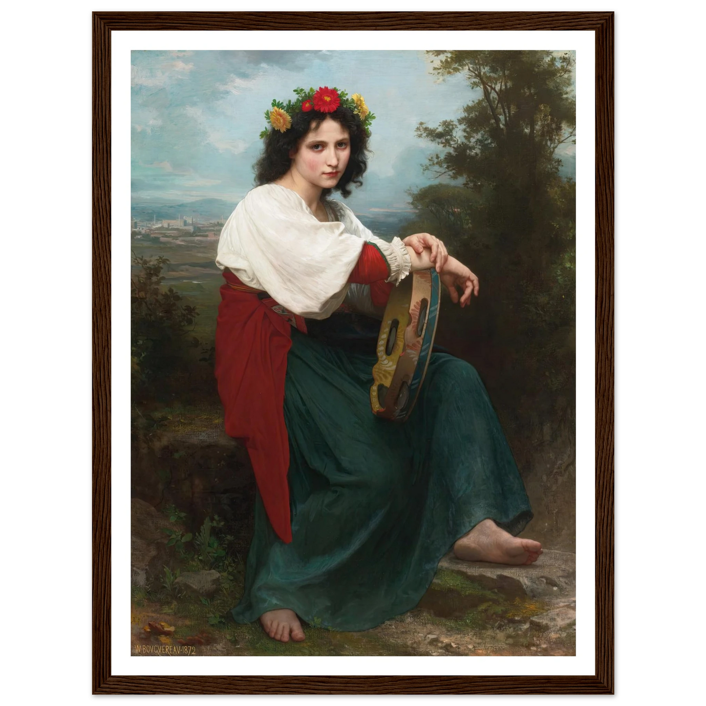 L’Italienne au Tambour de Basque (1872) Art Print | William Bouguereau-Quipham Collections