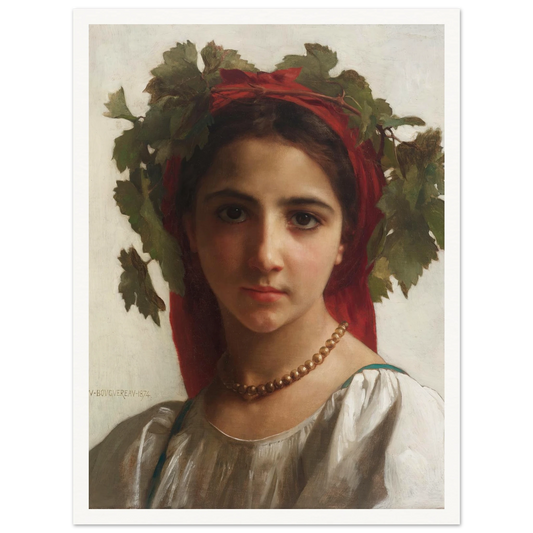 Jeune fille couronnée de pampres (1874) Art Print | William Bouguereau-Quipham Collections