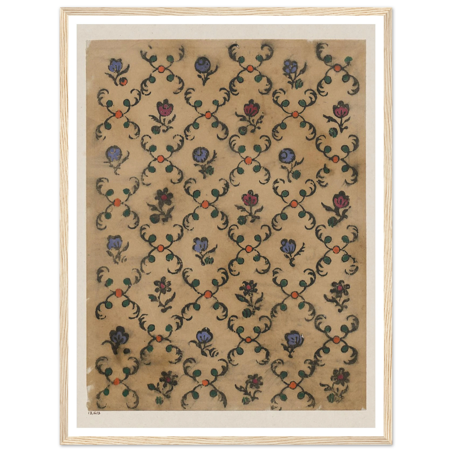 Handkolorierter Holzschnitt (Rautendekor) (1900 - 1913) Art Print | Maria von Uchatius-Quipham Collections