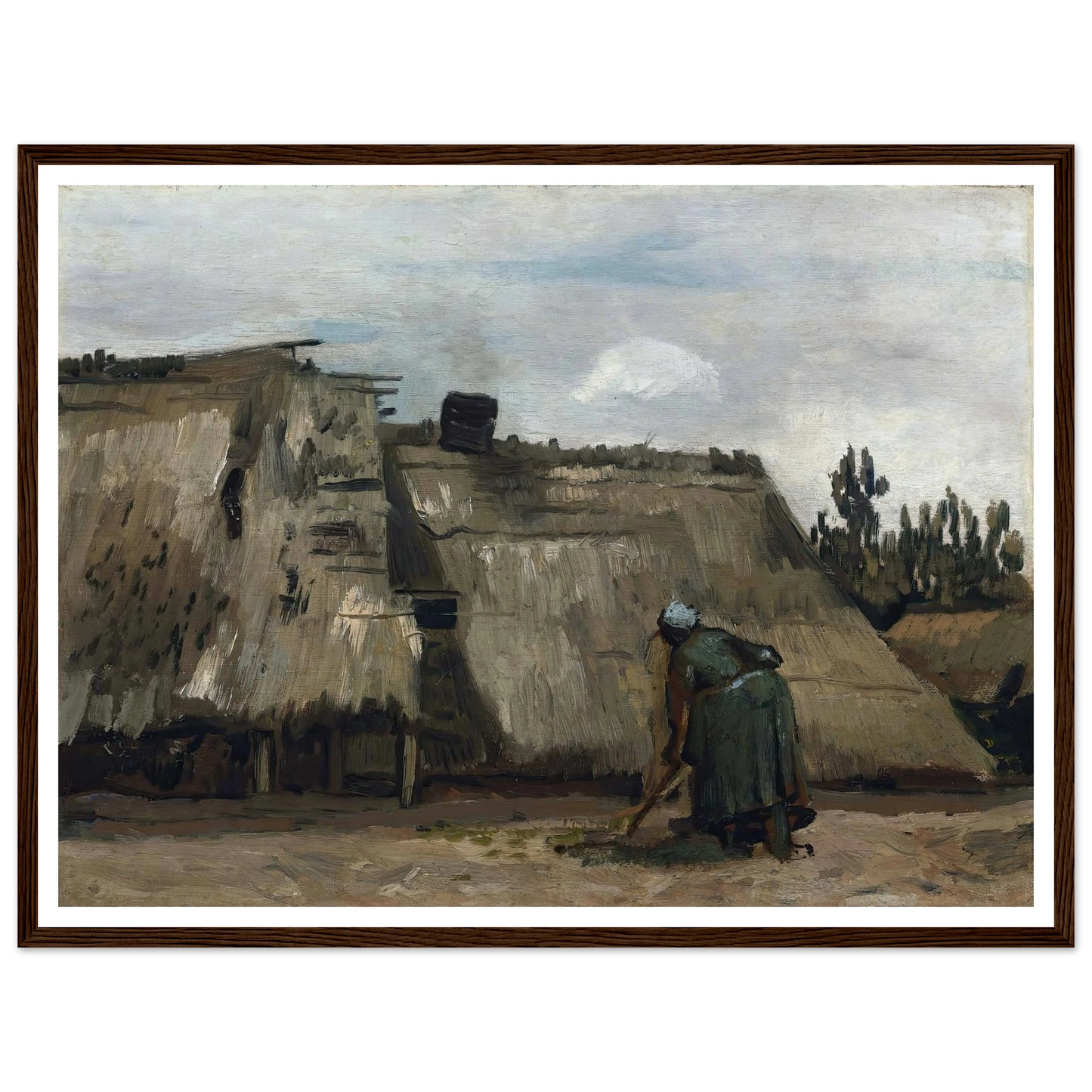 A Peasant Woman Digging in Front of Her Cottage (c. 1885) Art Print | Vincent van Gogh-Quipham Collections