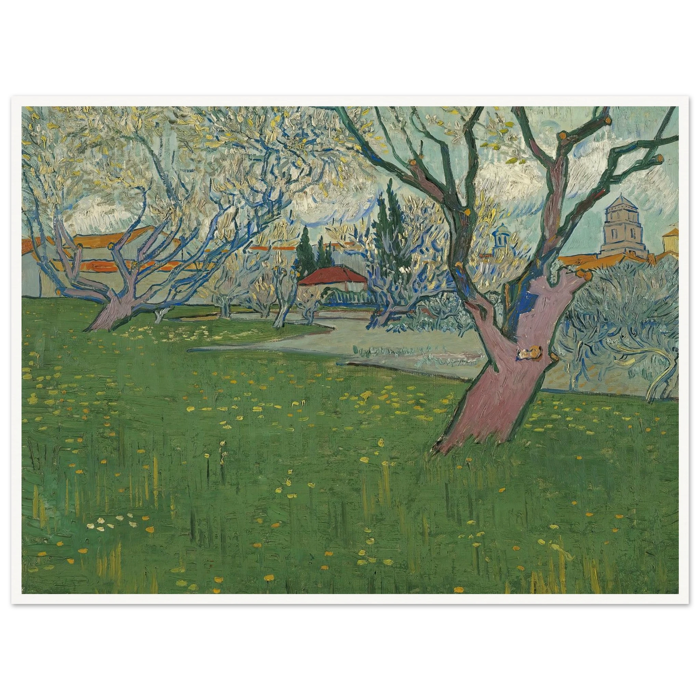 Orchards in blossom, view of Arles (1889) Art Print | Vincent van Gogh-Quipham Collections