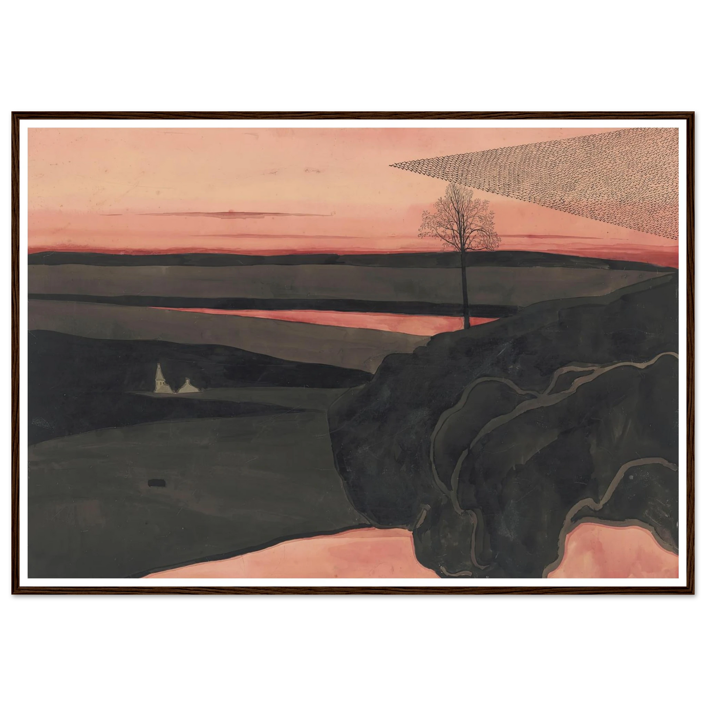 Landscape under a Red Evening Glow with Migratory Birds (1919) Art Print | Leon Spilliaert-Quipham Collections