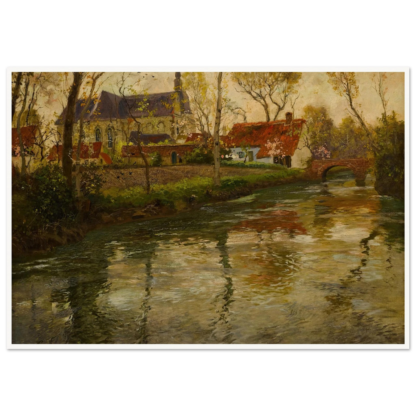 A River Landscape with a Church Beyond Art Print | Frits Thaulow-Quipham Collections