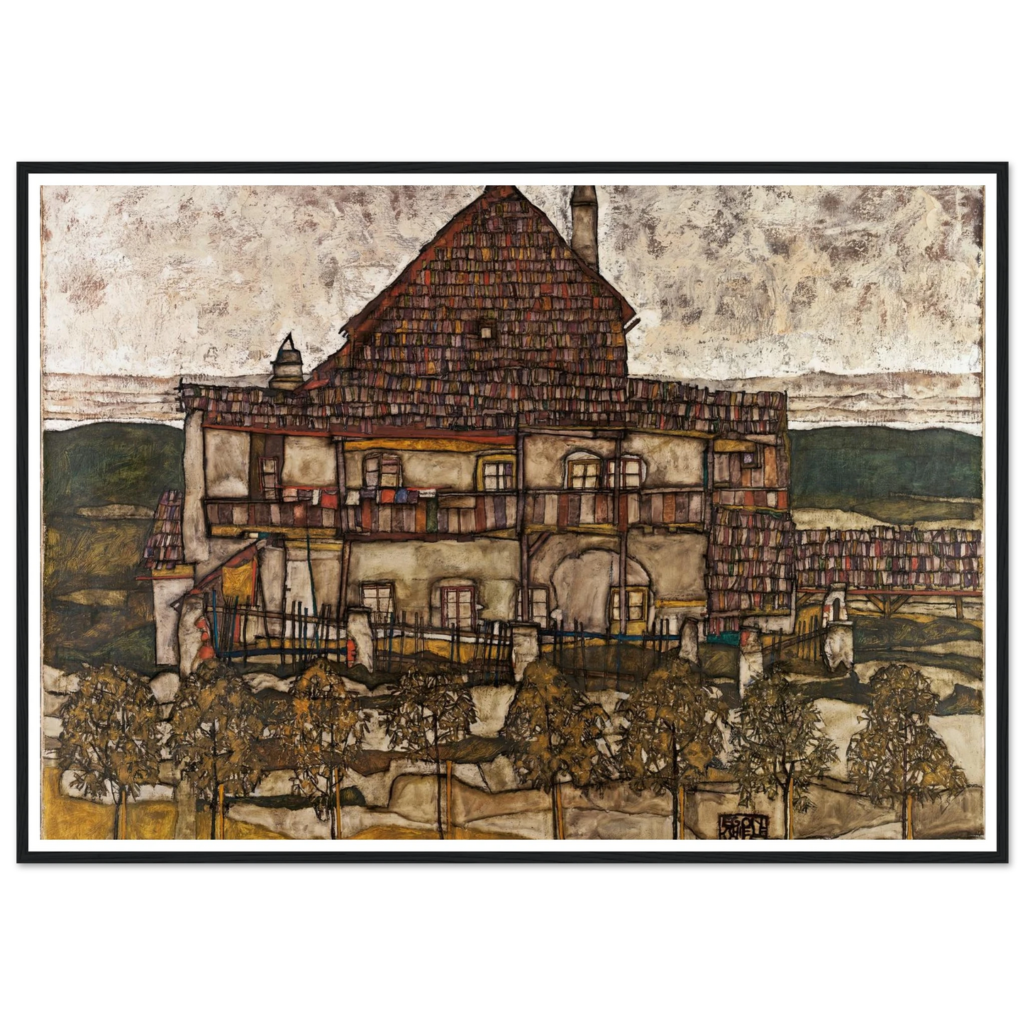 House with Shingle Roof (Old House II) (1915) Art Print | Egon Schiele-Quipham Collections