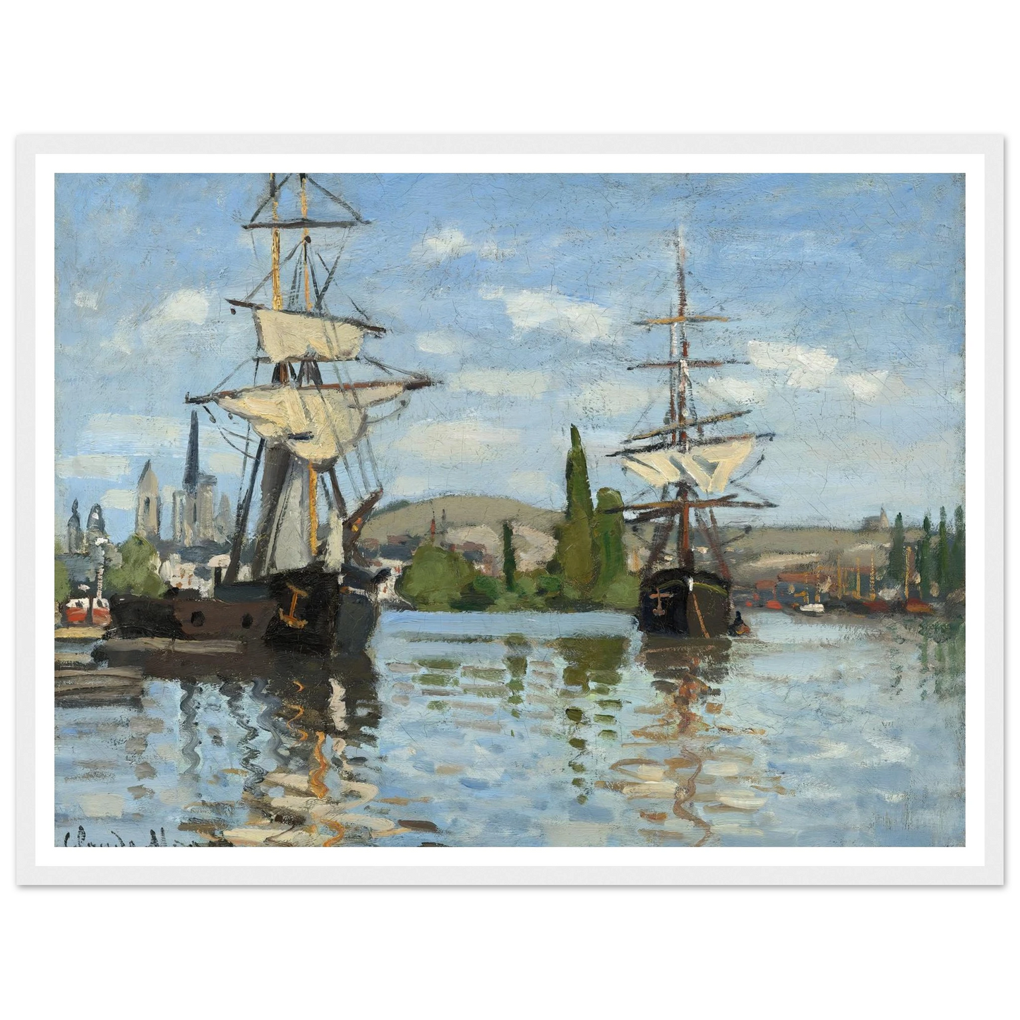 Ships Riding on the Seine at Rouen (1872-1873) Art Print | Claude Monet-Quipham Collections