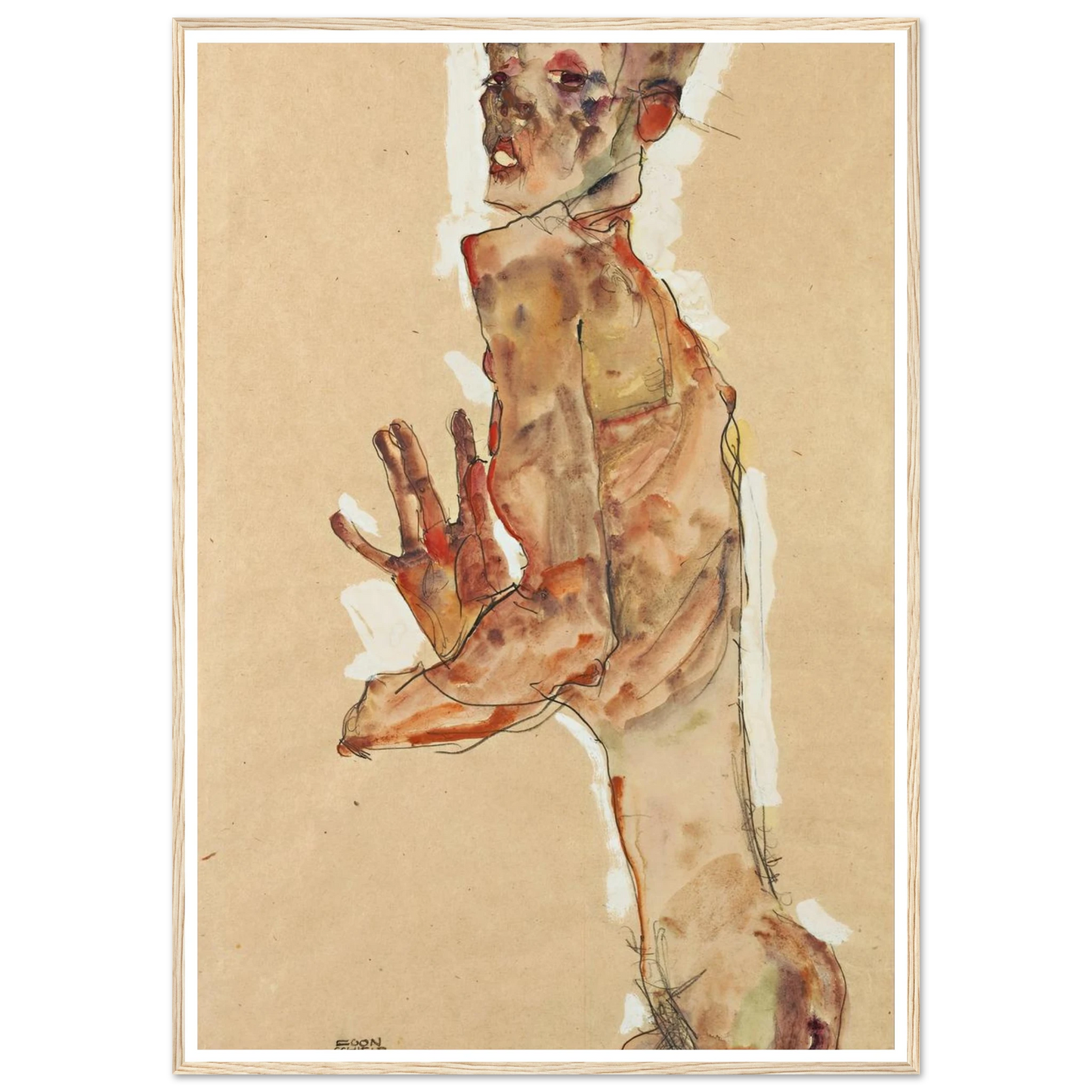 Self-Portrait with Splayed Fingers (1911) Art Print | Egon Schiele-Quipham Collections