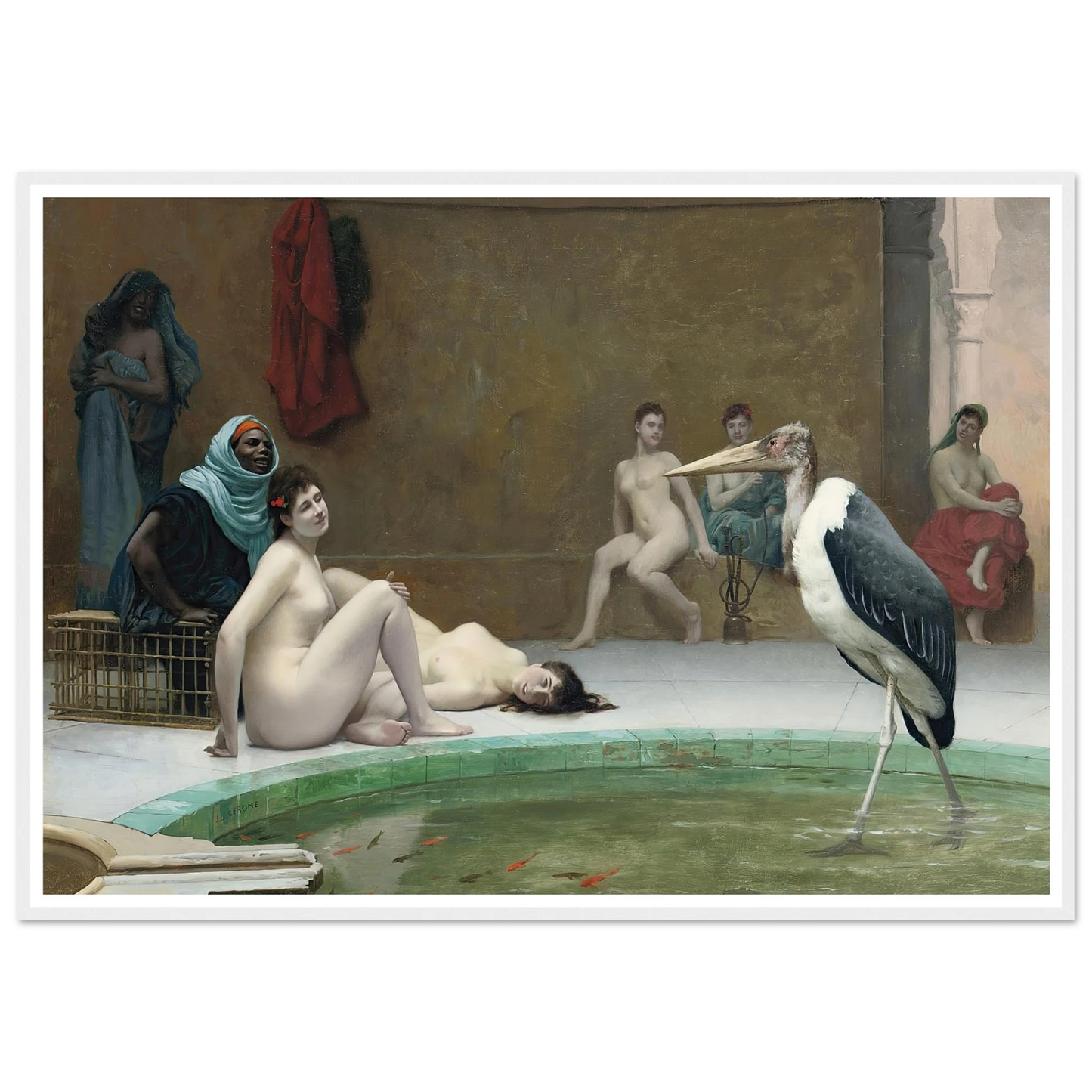 Le Marabout in the Harem bath Art Print | Jean Leon Gerome-Quipham Collections