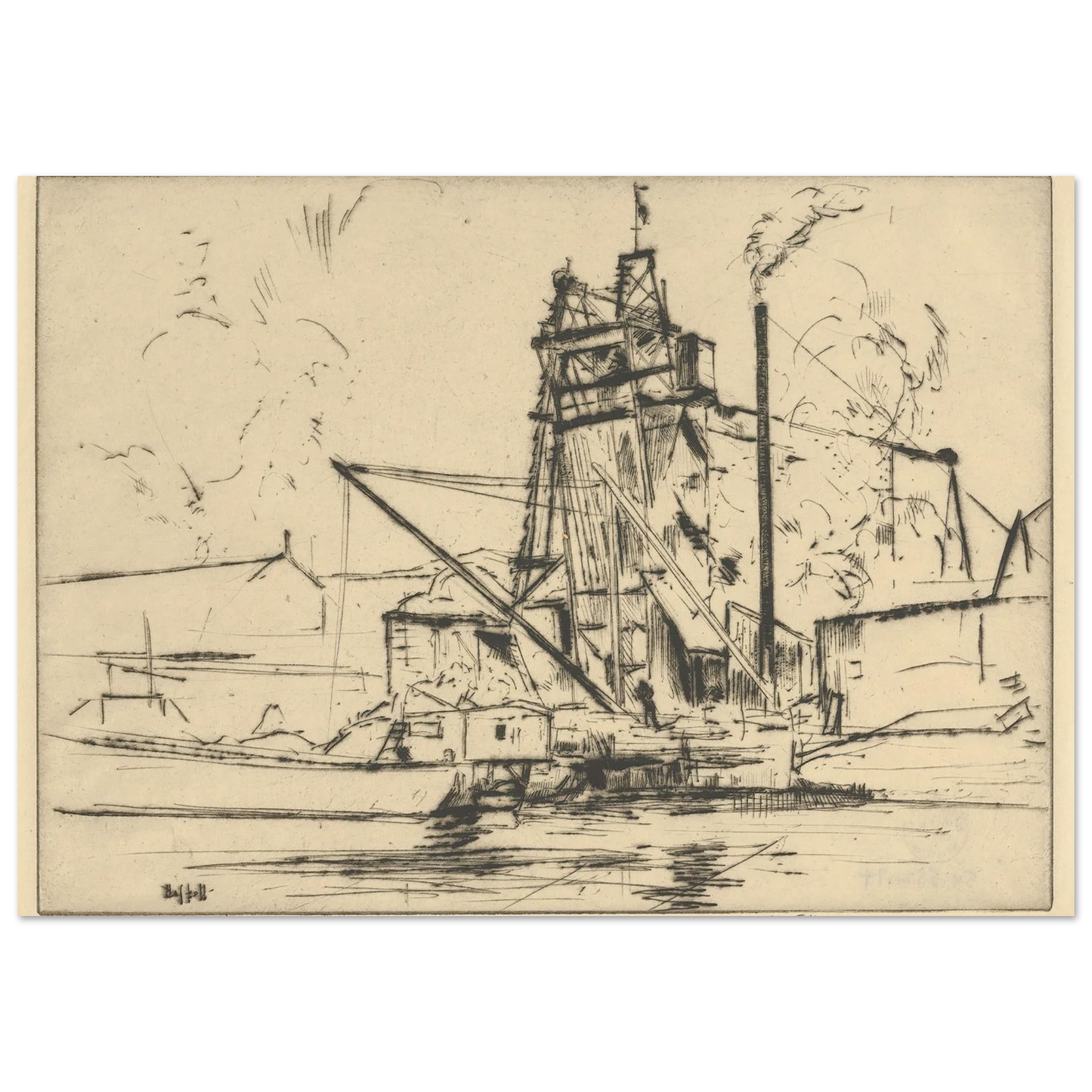 Bridgeport Docks (probably 1918) Art Print | Ernest Haskell-Quipham Collections