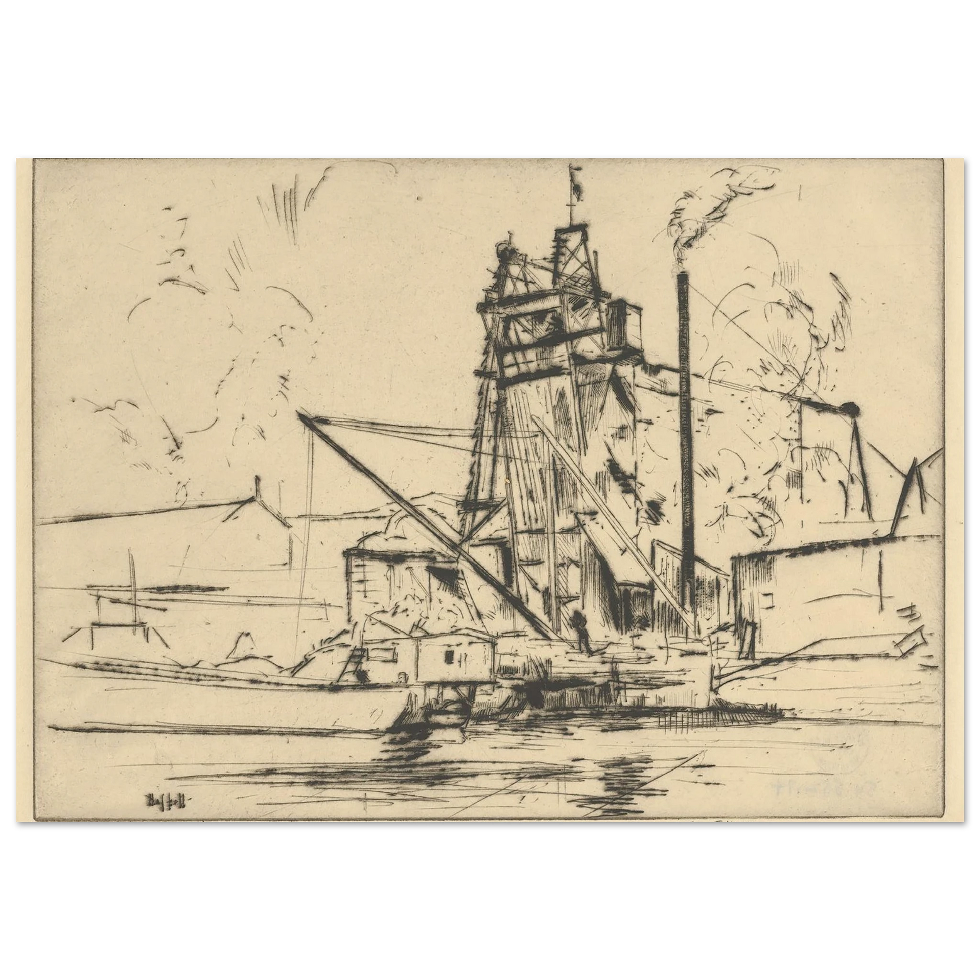 Bridgeport Docks (probably 1918) Art Print | Ernest Haskell-Quipham Collections