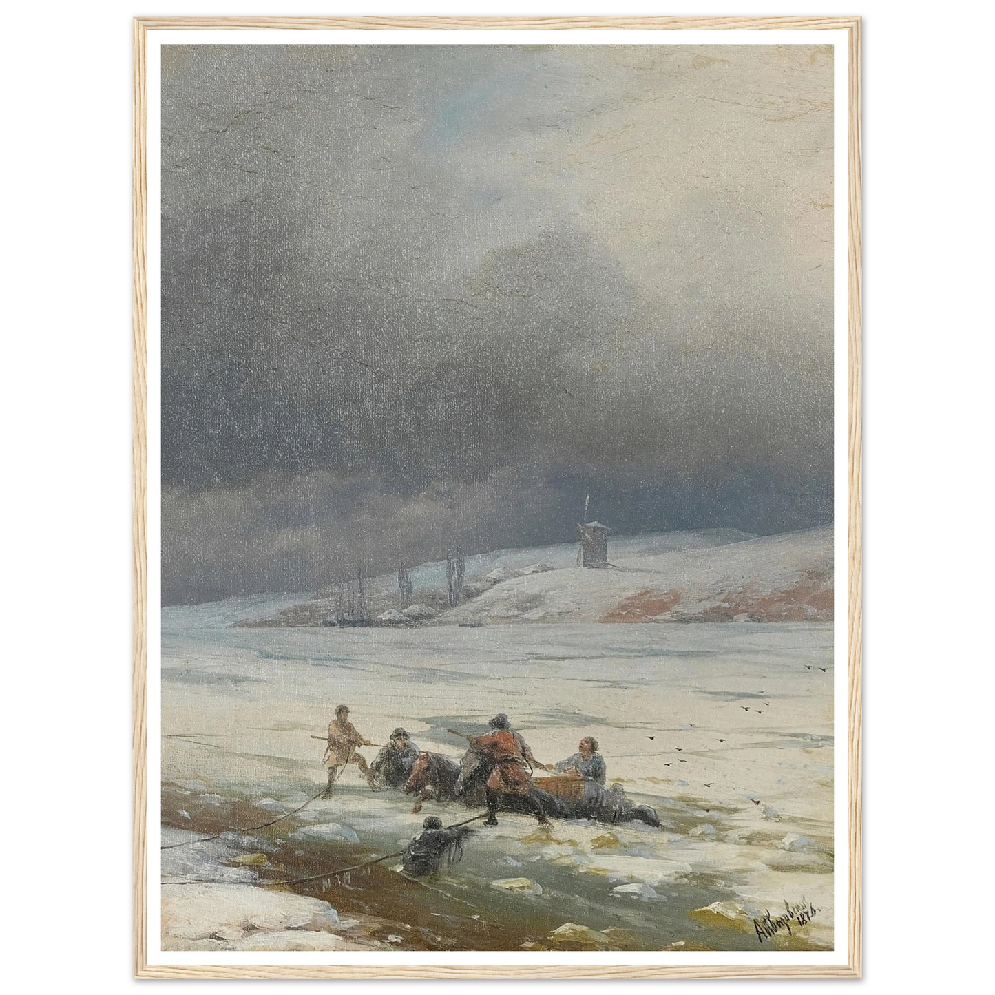 Hauling a Horse and Cart out of the Ice (1876) Art Print | Ivan Konstantinovich Aivazovsky-Quipham Collections