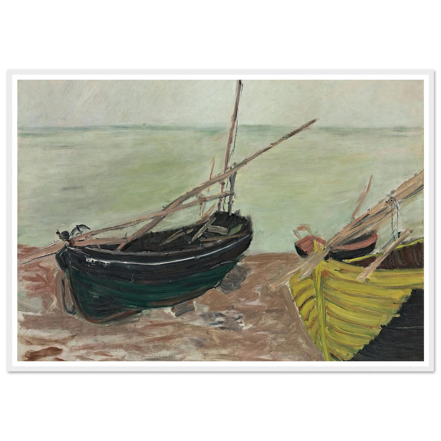 Étude de bateaux sur la plage d’Étretat (1885) Art Print | Claude Monet-Quipham Collections