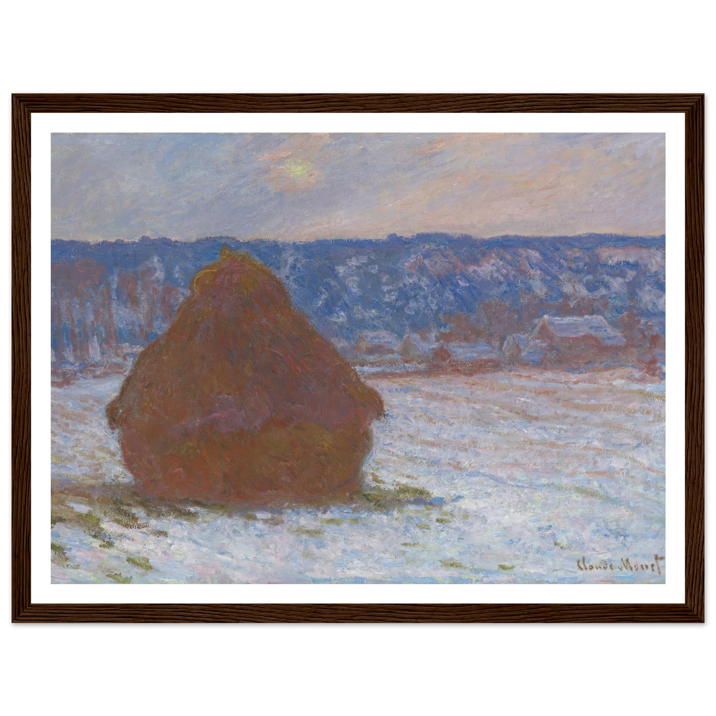 Stack of Wheat (Snow Effect, Overcast Day) (1890-91) Art Print | Claude Monet-Quipham Collections
