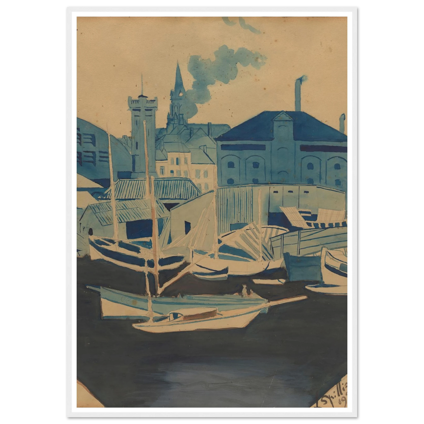 Havenzicht (1927) Art Print | Leon Spilliaert-Quipham Collections