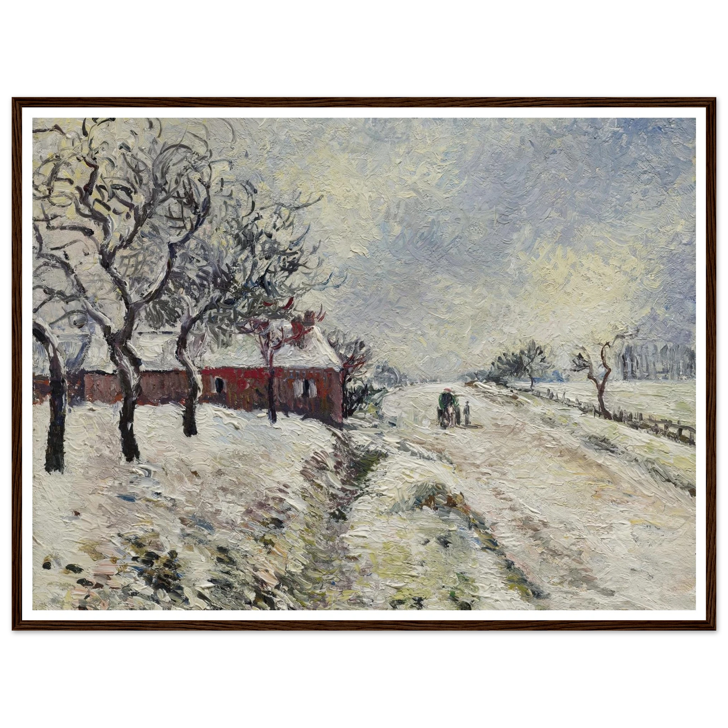 Route enneigée avec maison, environs d’Eragny (1885) Art Print | Camille Pissarro-Quipham Collections