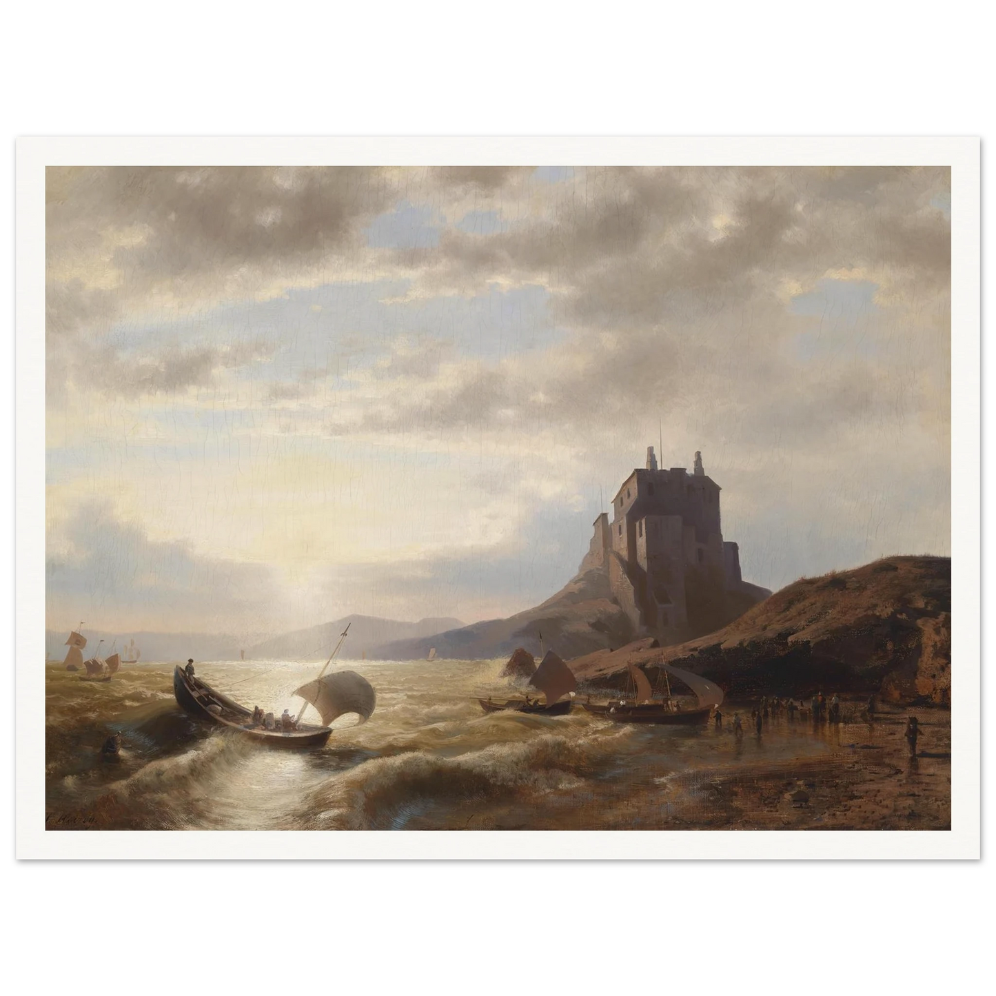 Küstenlandschaft mit Fischern Art Print | Hermann Ottomar Herzog-Quipham Collections