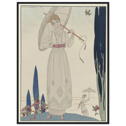 Le cyprès et la rose ; Robe d’été de Doeuillet (1914) Art Print | George Barbier-Quipham Collections