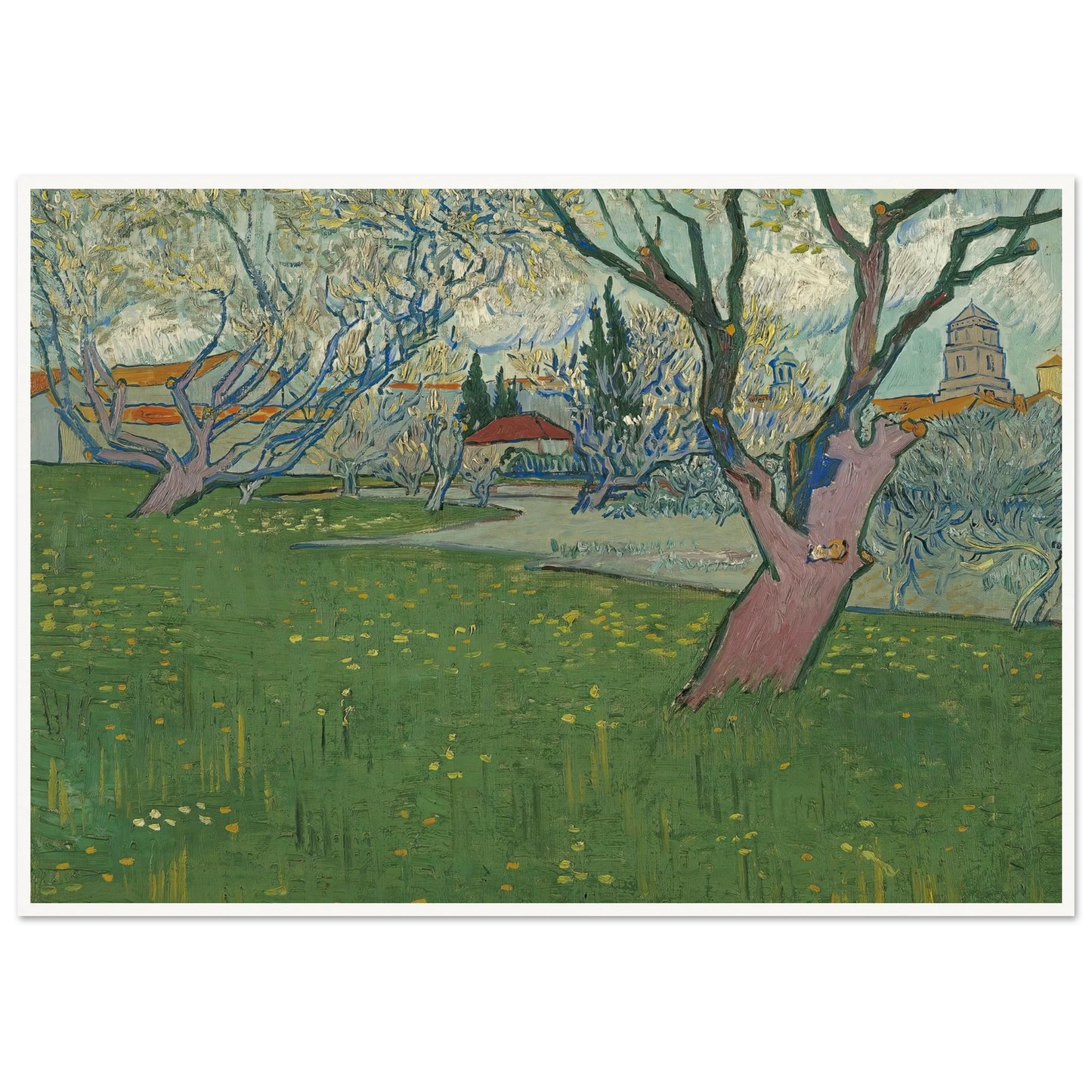 Orchards in blossom, view of Arles (1889) Art Print | Vincent van Gogh-Quipham Collections