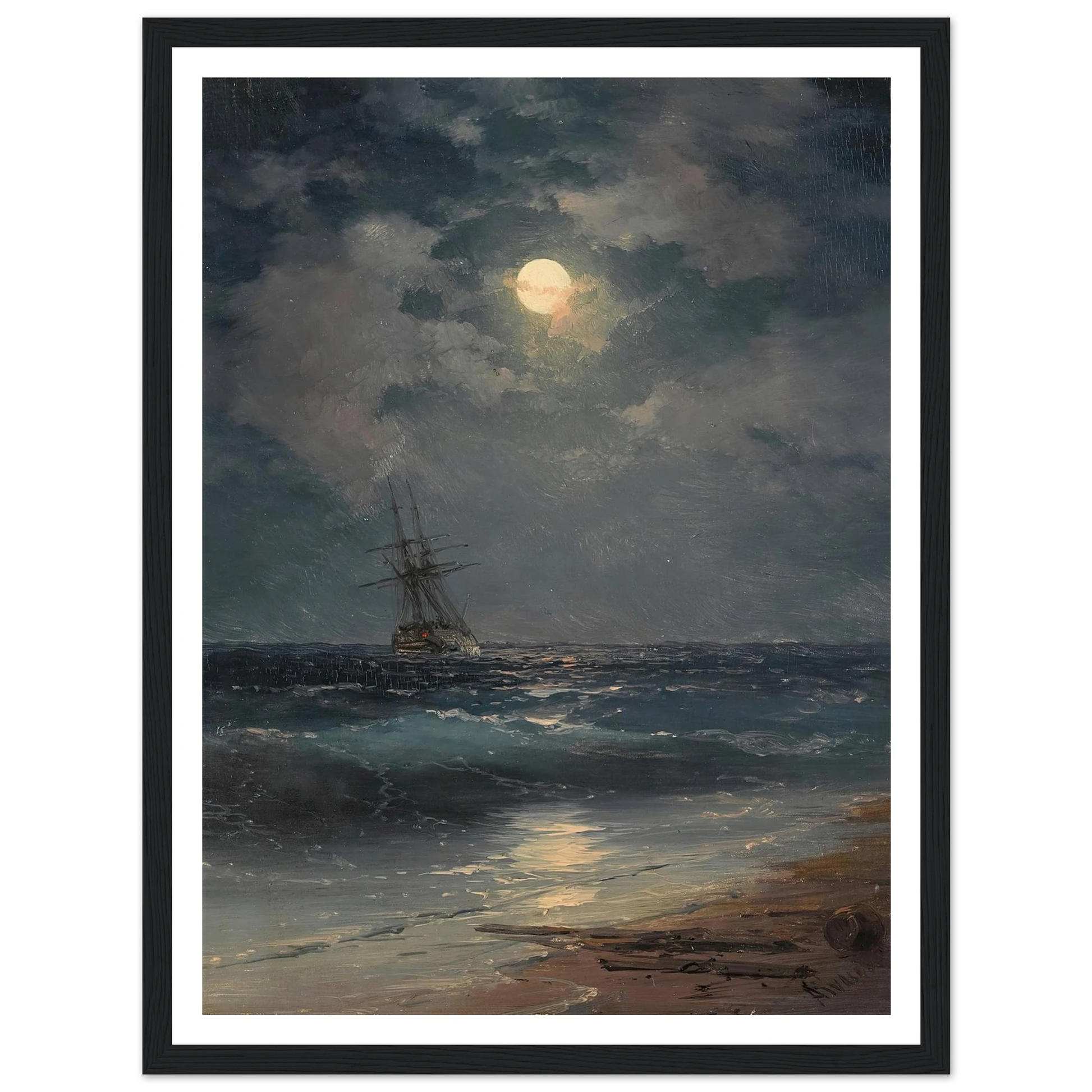 Ship by Moonlight Art Print | Ivan Konstantinovich Aivazovsky-Quipham Collections