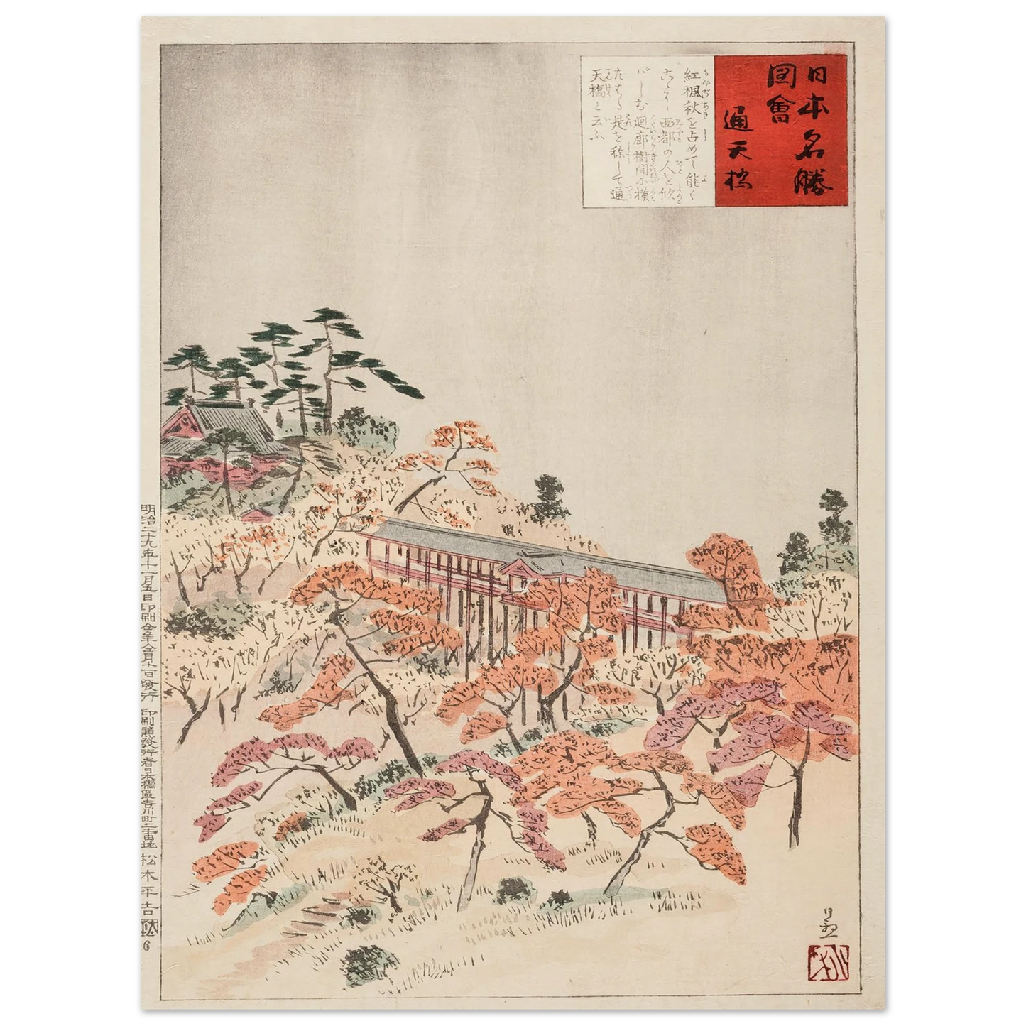 The Bridge Tsūtenkyō, Kyoto (1896) Art Print | Kobayashi Kiyochika-Quipham Collections