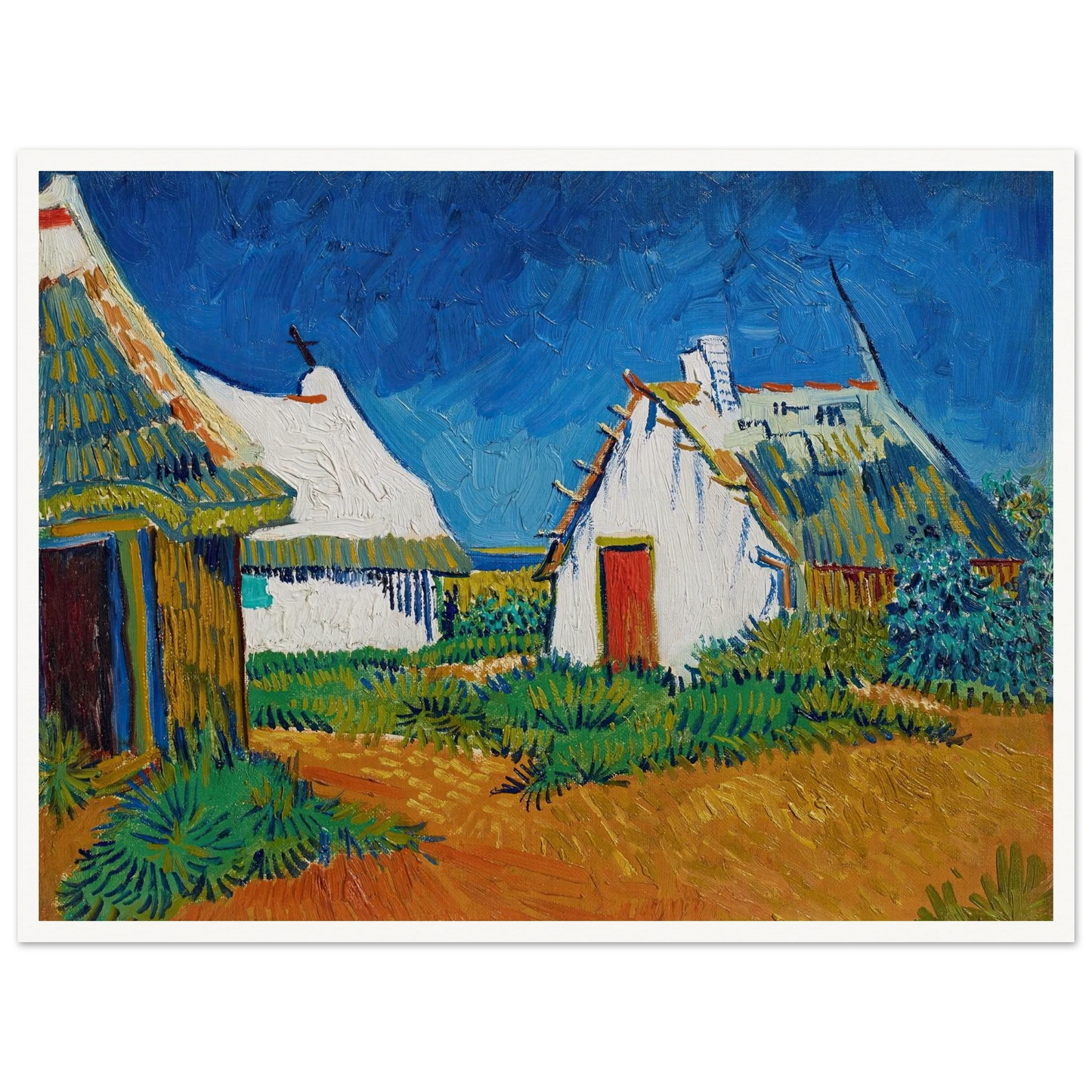 Three white cottages in Saintes-Maries (1888) Art Print | Vincent van Gogh-Quipham Collections