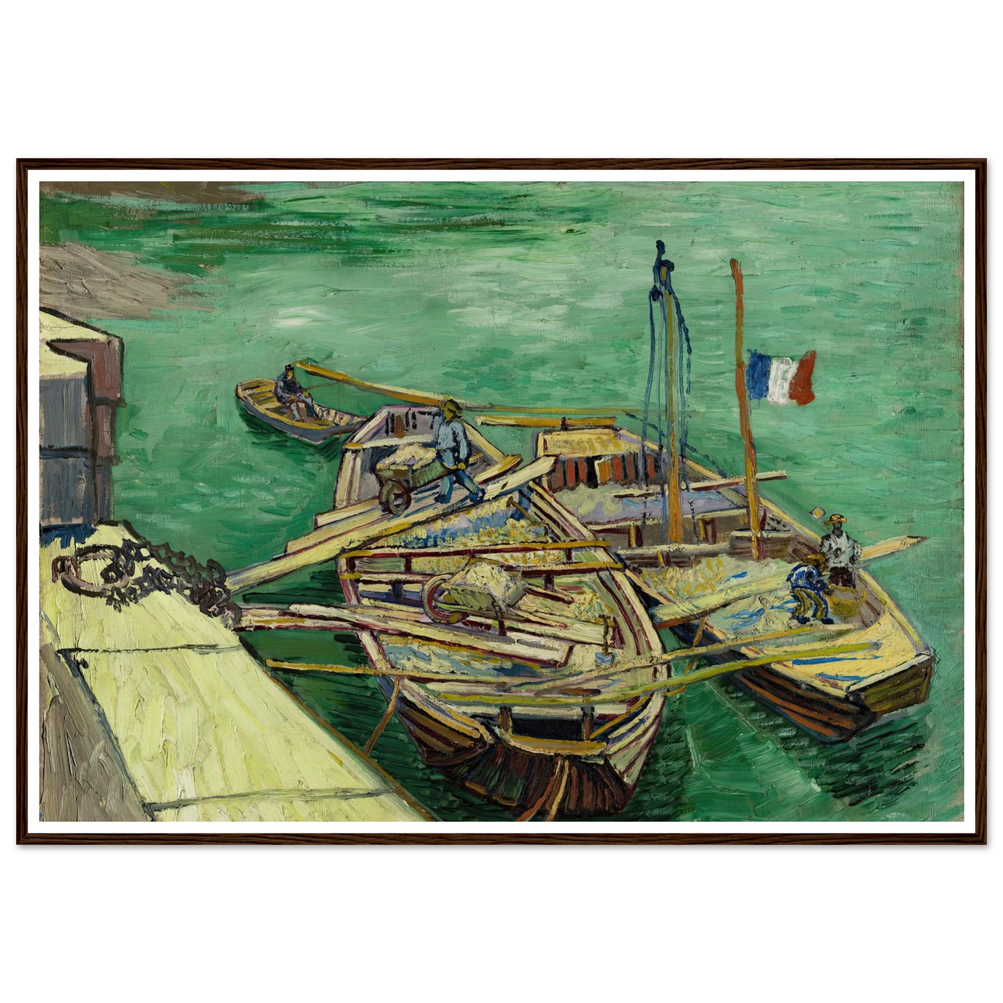 Quay with men unloading sand barges (1888) Art Print | Vincent van Gogh-Quipham Collections