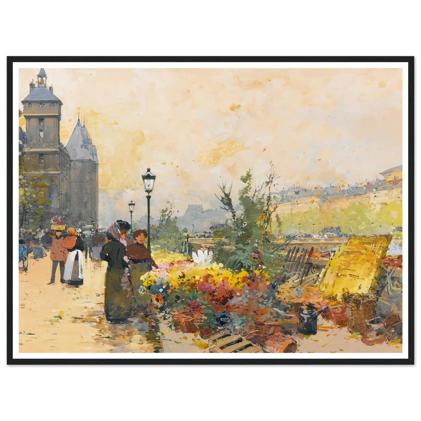 Le Marché Des Fleurs À La Cité Art Print | Eugene Galien Laloue-Quipham Collections